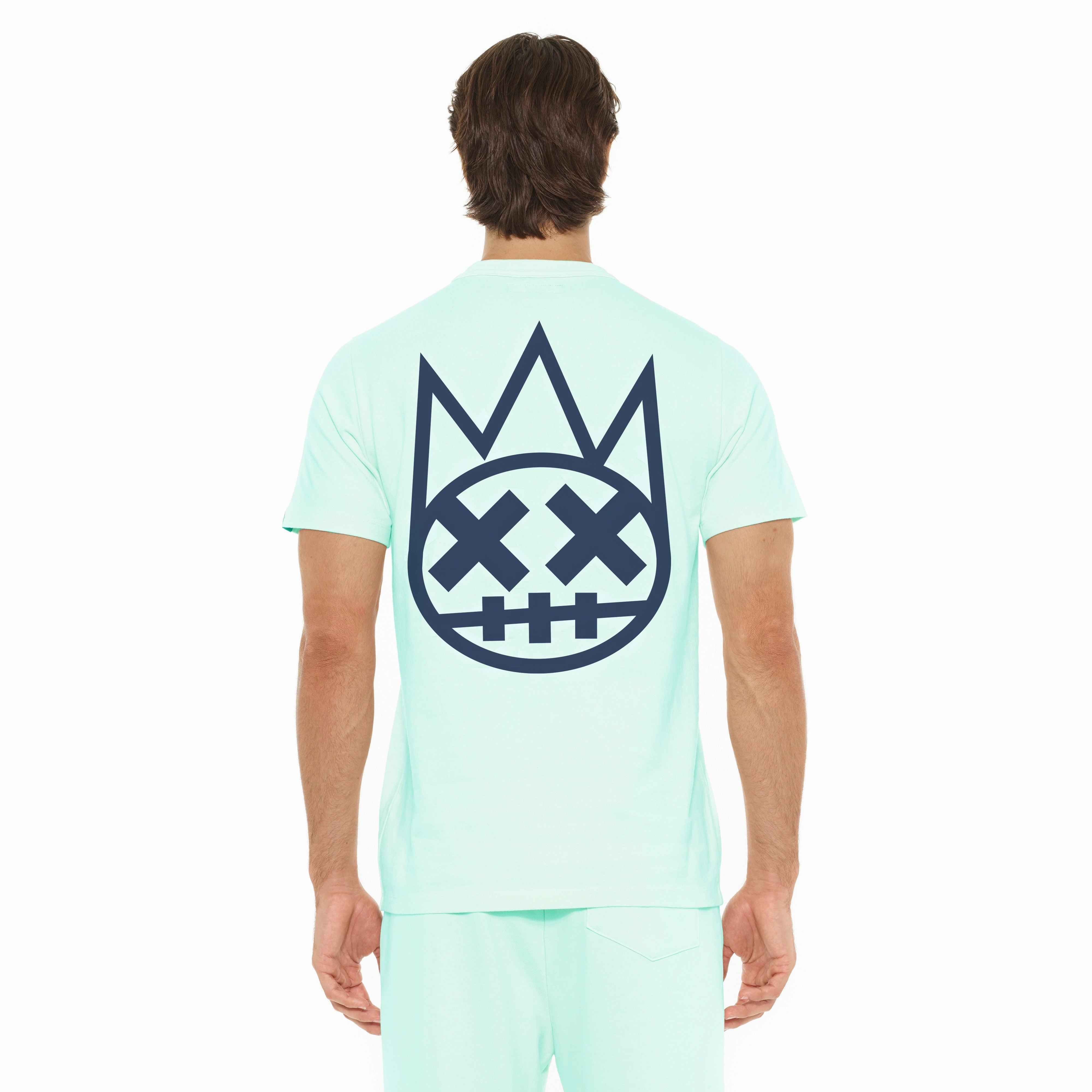Cult's Heavyweight Short Sleeve Crew Neck Tee "Shimuchan" Logo in Powder Blue Airflow Ventilation Design Cool Style