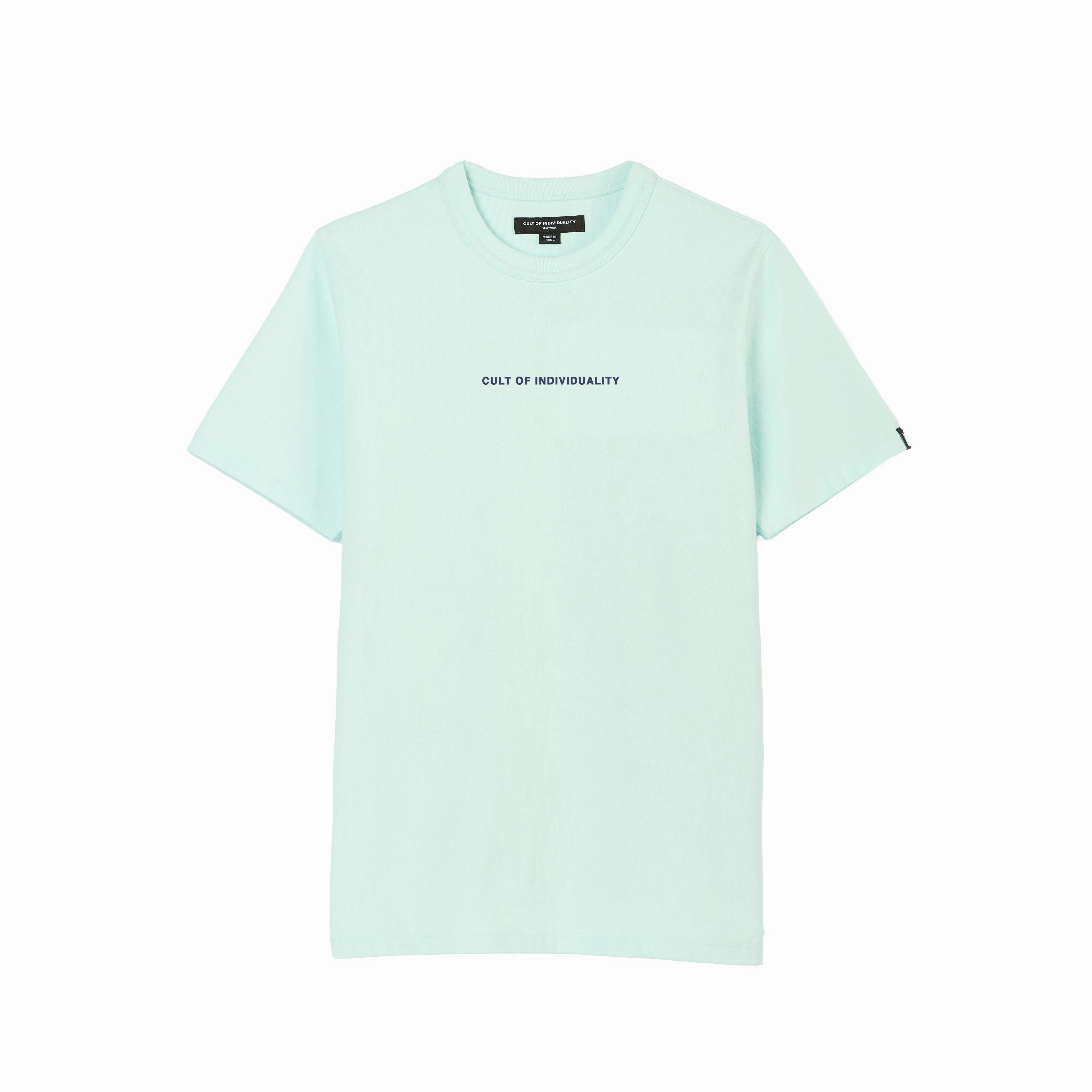Cult's Heavyweight Short Sleeve Crew Neck Tee "Shimuchan" Logo in Powder Blue Ultra Soft Blend