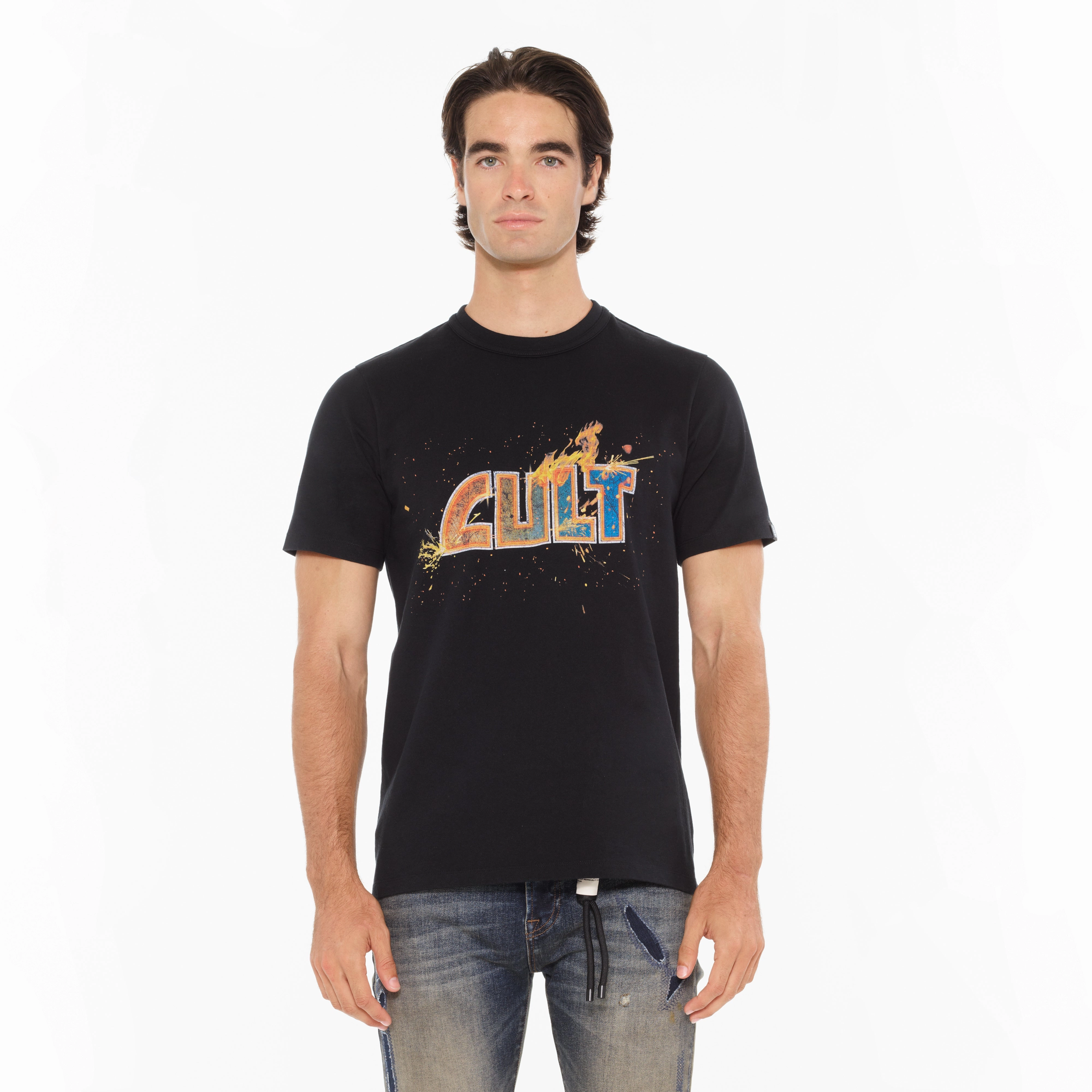 Comfort Style Cult's Heavyweight Short Sleeve Crew Neck Tee "Steel Forged Logo" in Black