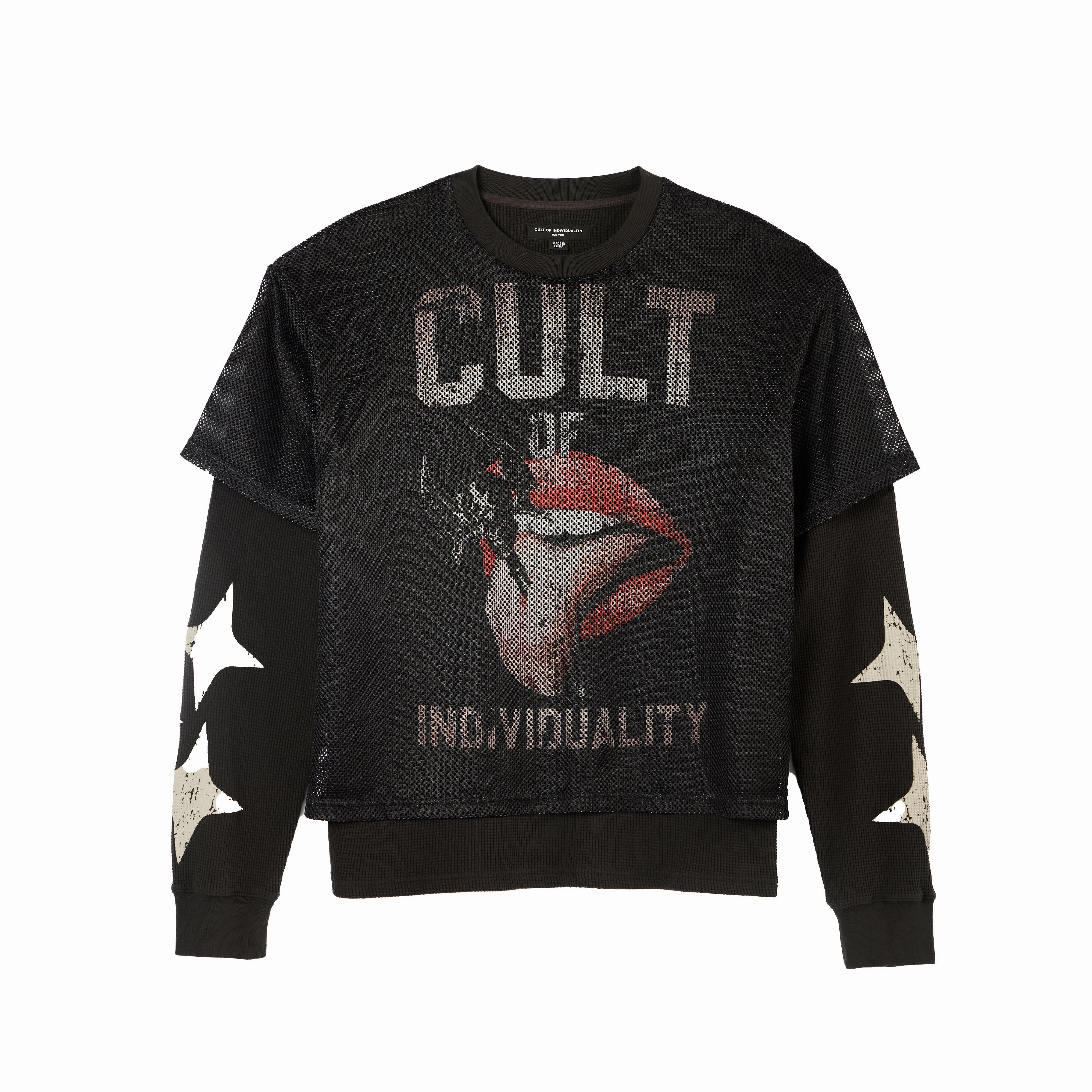 Cult's Long Sleeve Thermal With Mesh Shirt in Steel No-Shrink Fabric Soft Cotton Feel