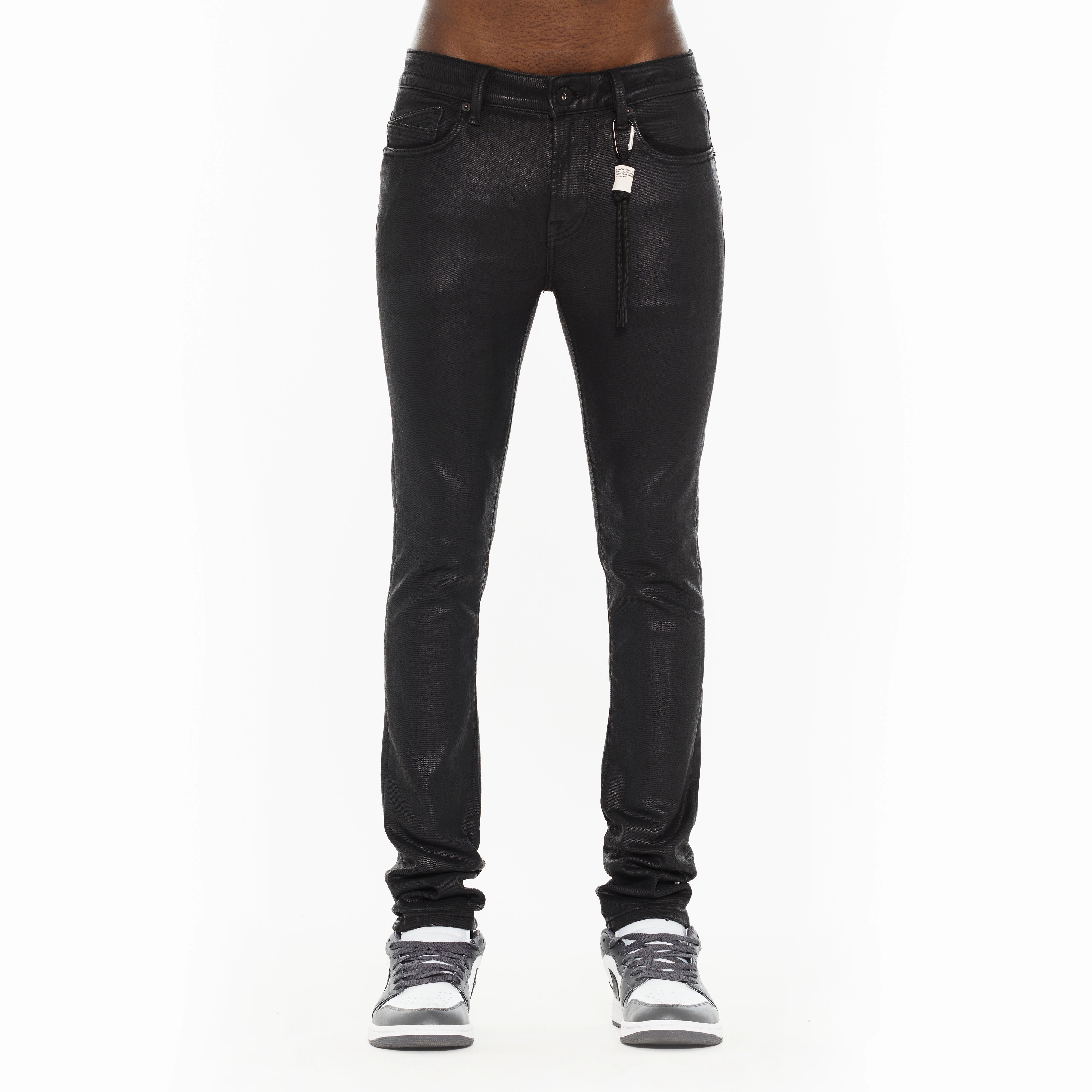Cult's Punk Super Skinny 601 Jeans in Black Coated Trendy Evening Stroll