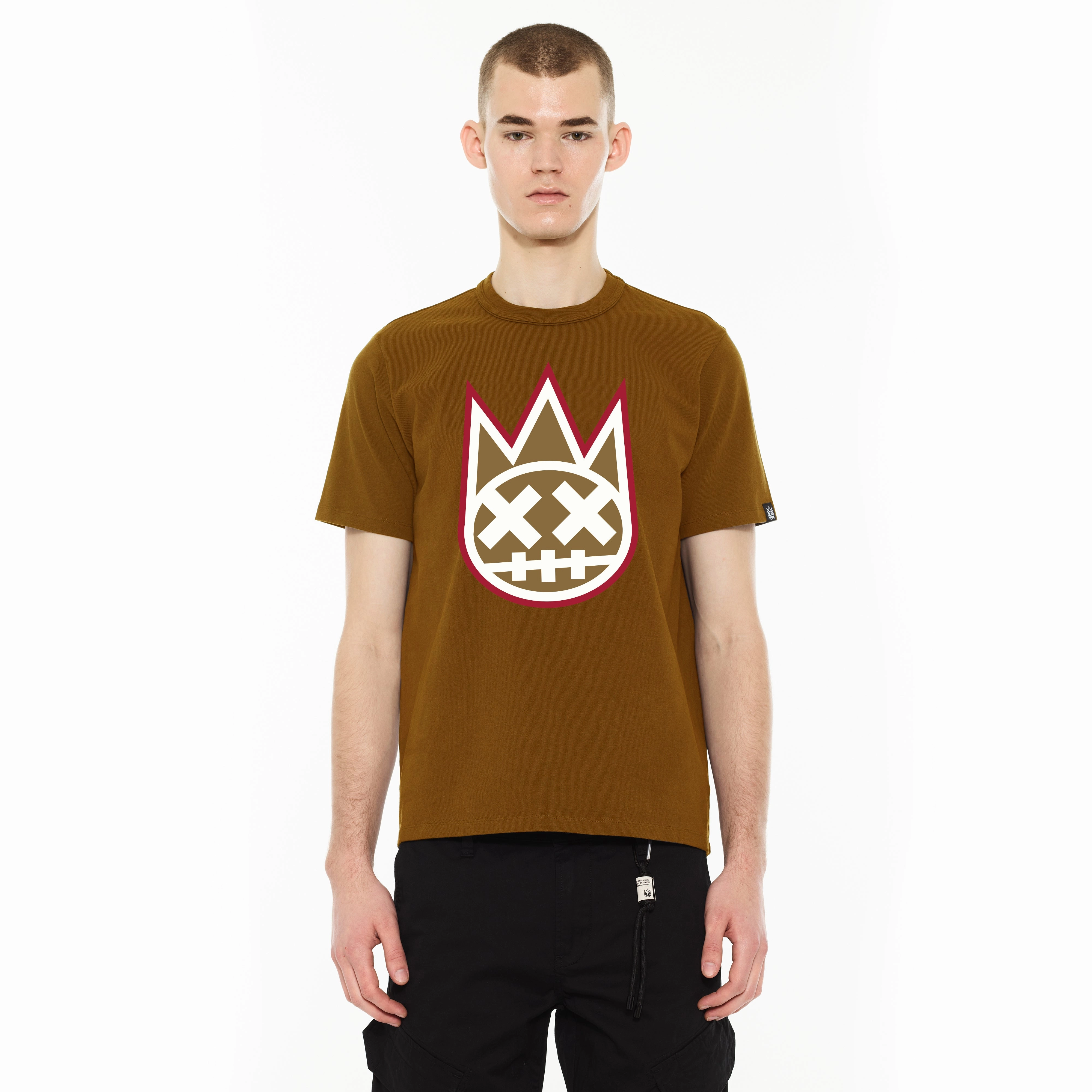perfect for all-day wear Midweight Knit Cult's S/S Crew Neck Logo Tee in Hawaiian Sunset