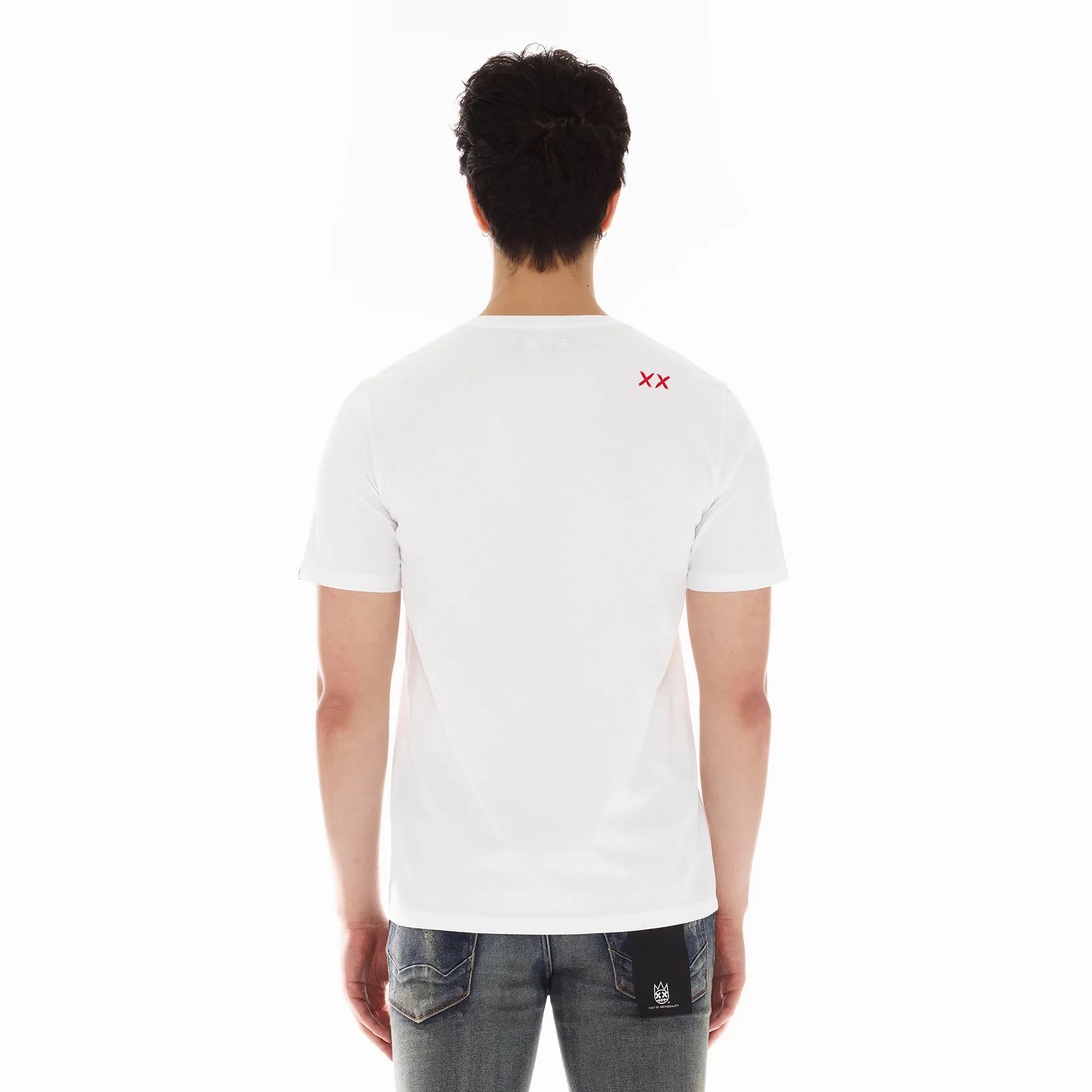 Cult's Short Sleeve Crew Neck Tee "Cult x Mickey" in White RecycledBlend Airflow Ventilation