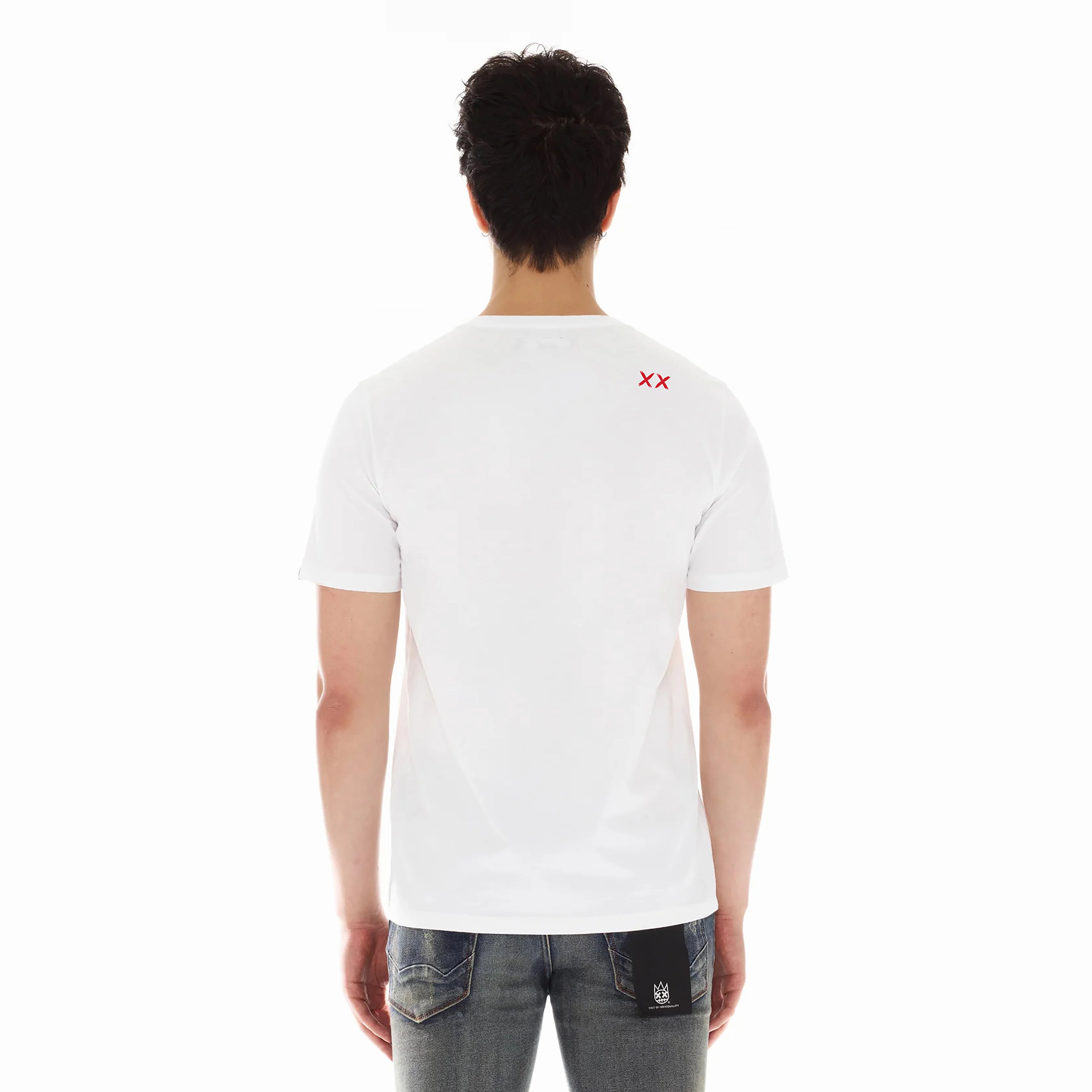 Sleek Layer Cult's Short Sleeve Crew Neck Tee "Cult x Mickey" in White