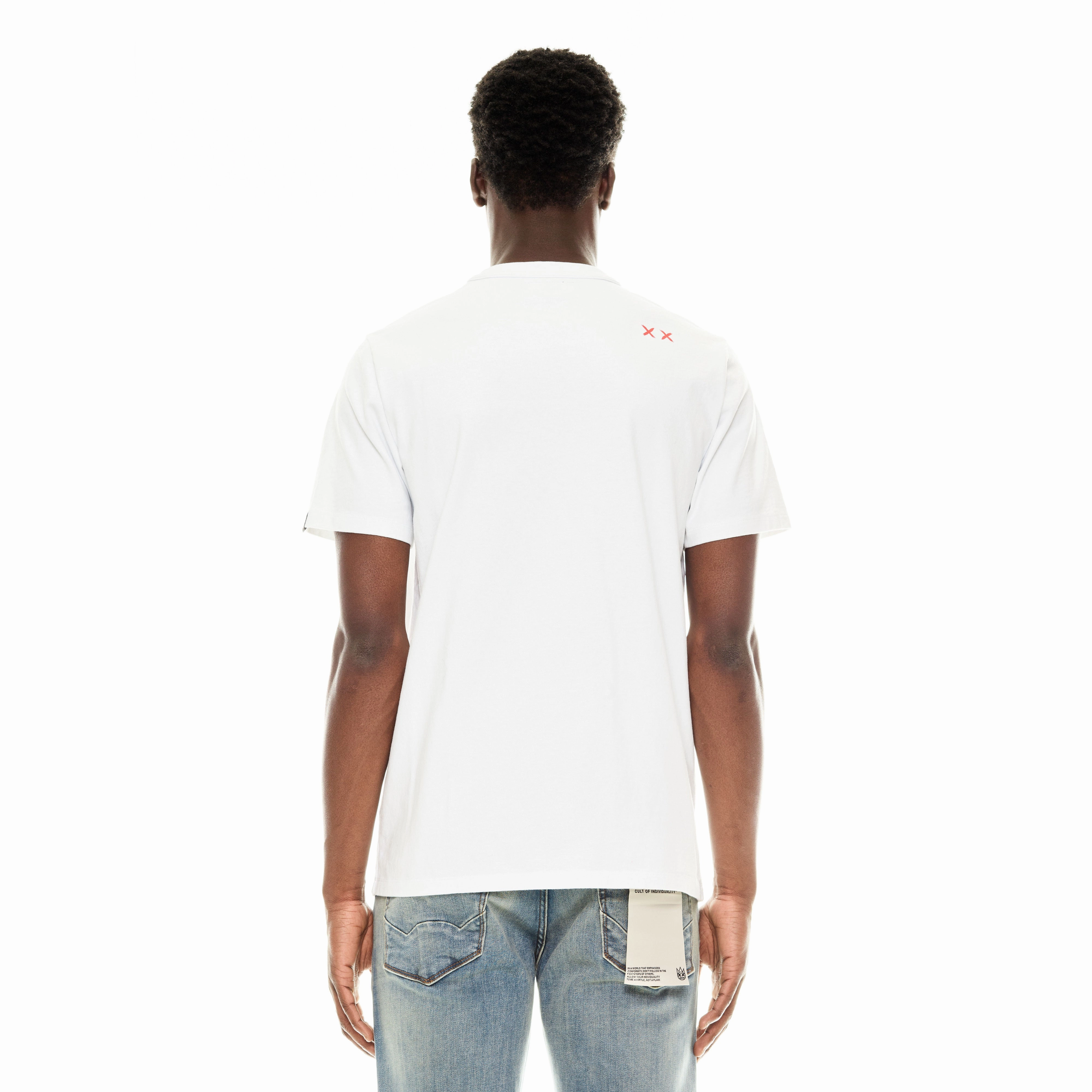 Cult's Short Sleeve Crew Neck Tee "Heart Broken" in White Stylish Wear Active Style