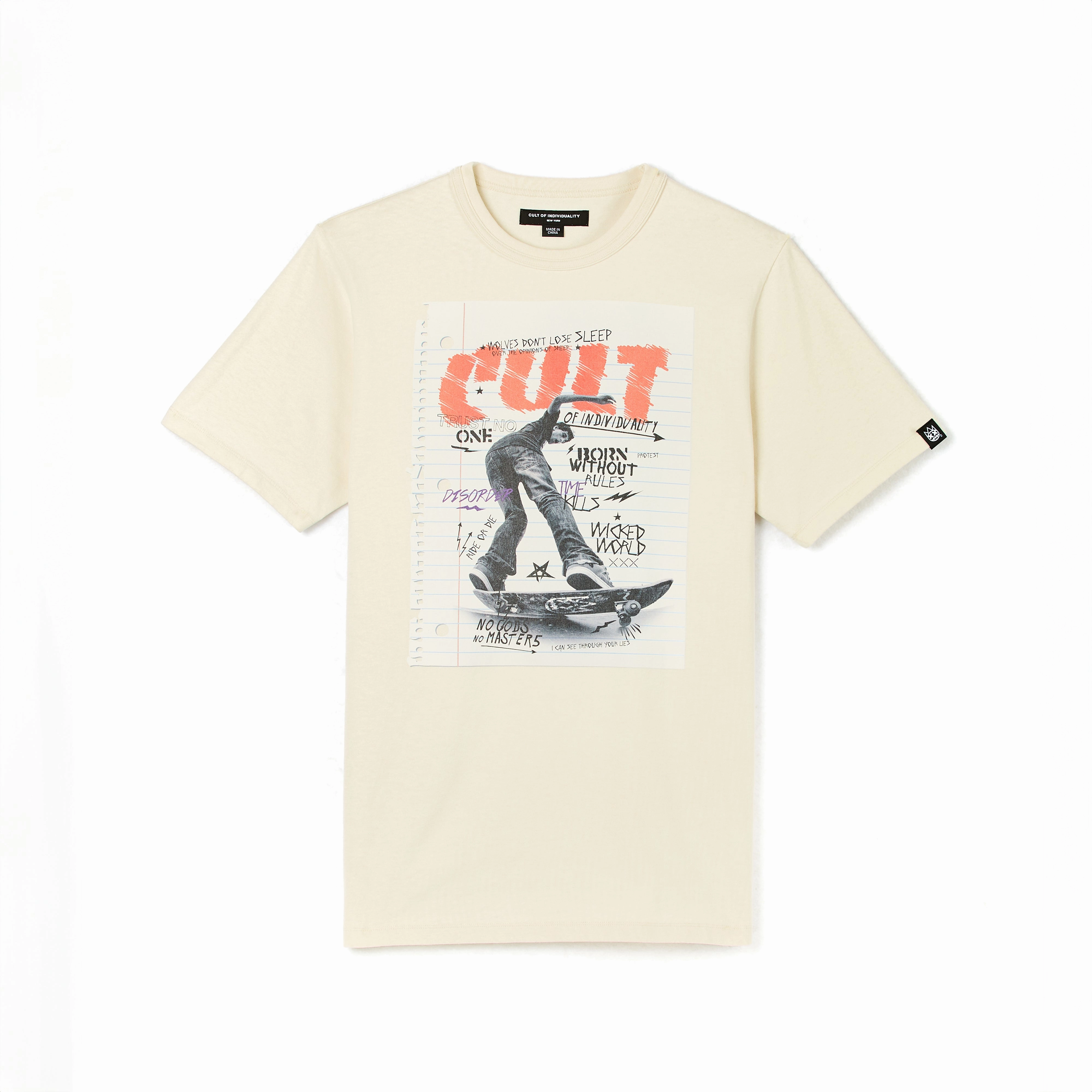 Cult's Short Sleeve Crew Neck Tee "LSD" in Winter White Perfect Comfort Weekend Style