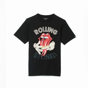 Cult's Short Sleeve Crew Neck Tee "Rolling Stoned" in Pirate Black easy to pair Chill Wear