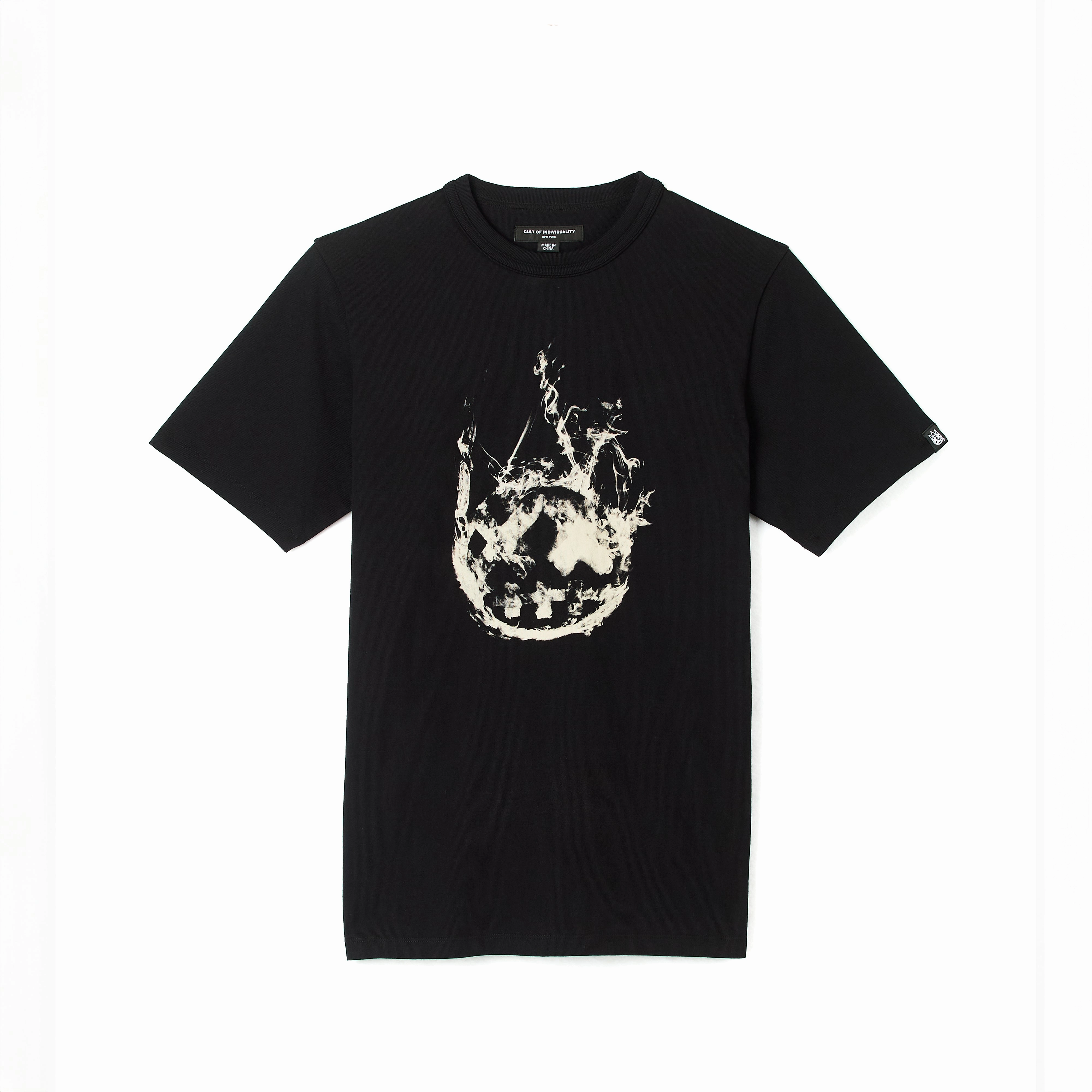 Comfy Waistband Cult's Short Sleeve Crew Neck Tee "Smoke" in Black