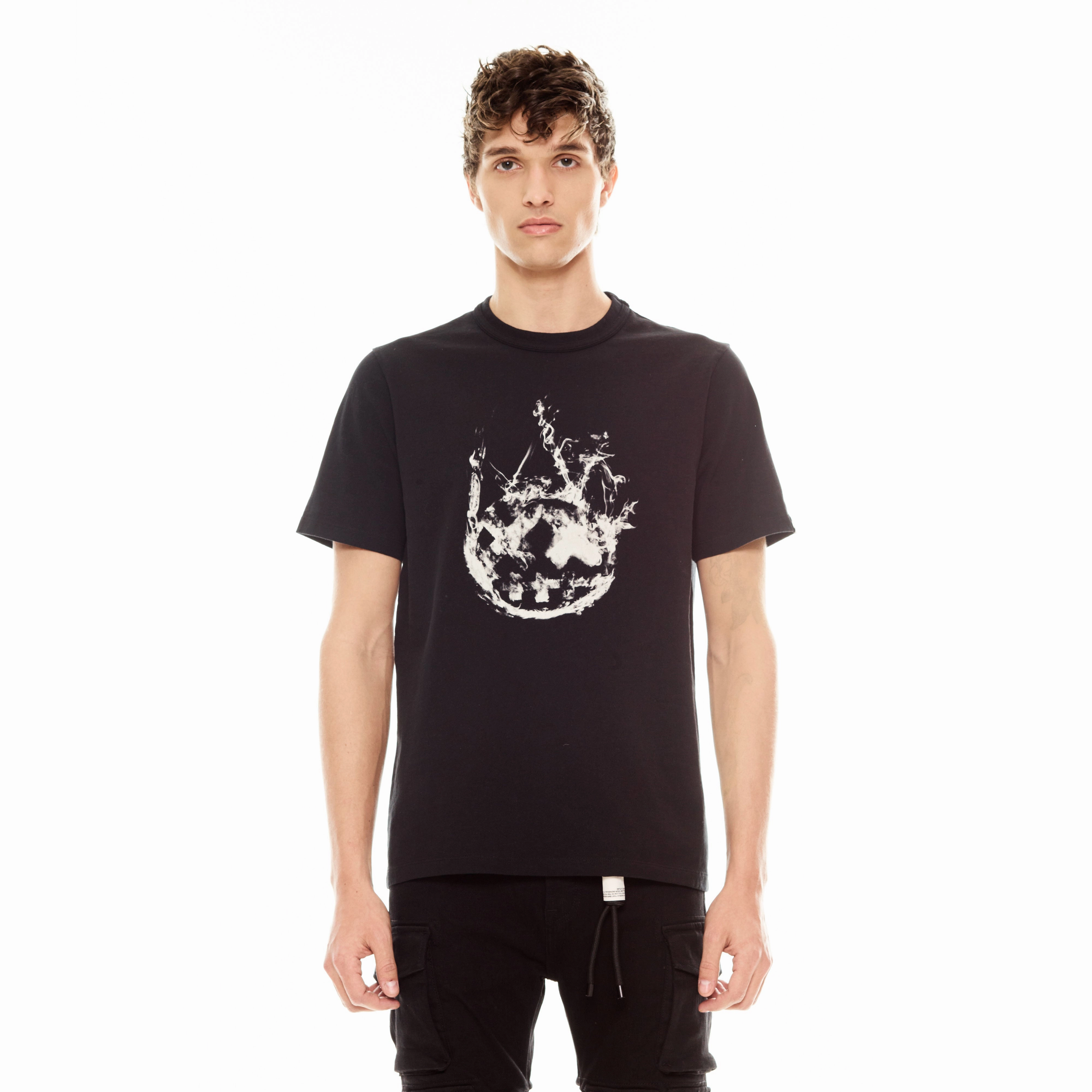 Cult's Short Sleeve Crew Neck Tee "Smoke" in Black NonIronTechnology