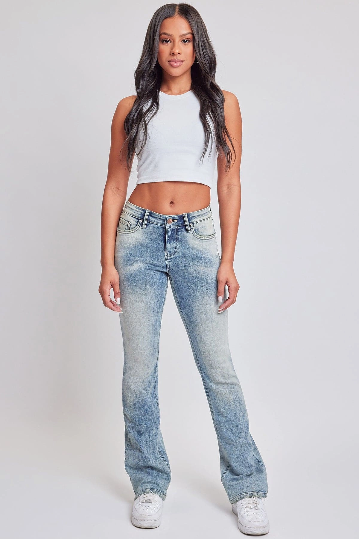 Women's Bootcut Jeans with Flap Pockets Clean Aesthetic