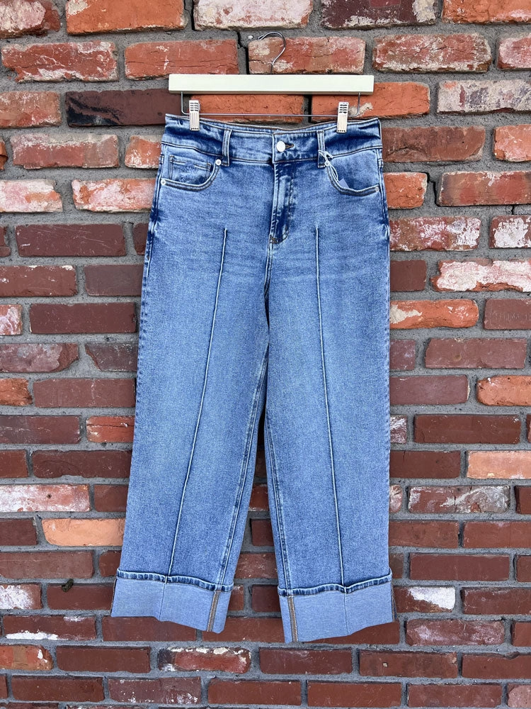 Dear John Holly High Rise Cuffed Hem Straight Jeans Lake Shore Affordable Durable