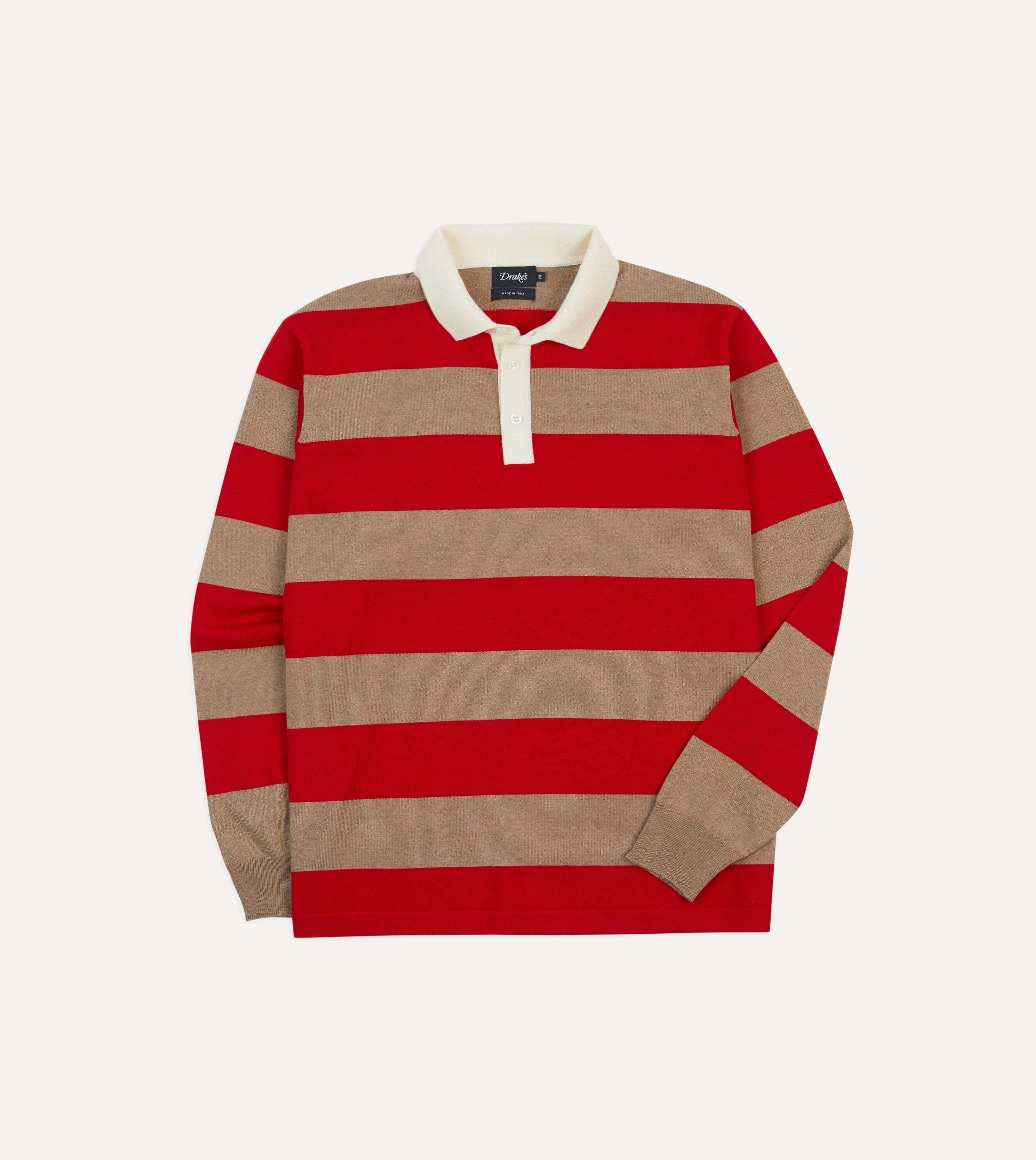 Red and Tan Block Stripe Knitted Rugby Shirt Trendy designs Cooling Core Technology
