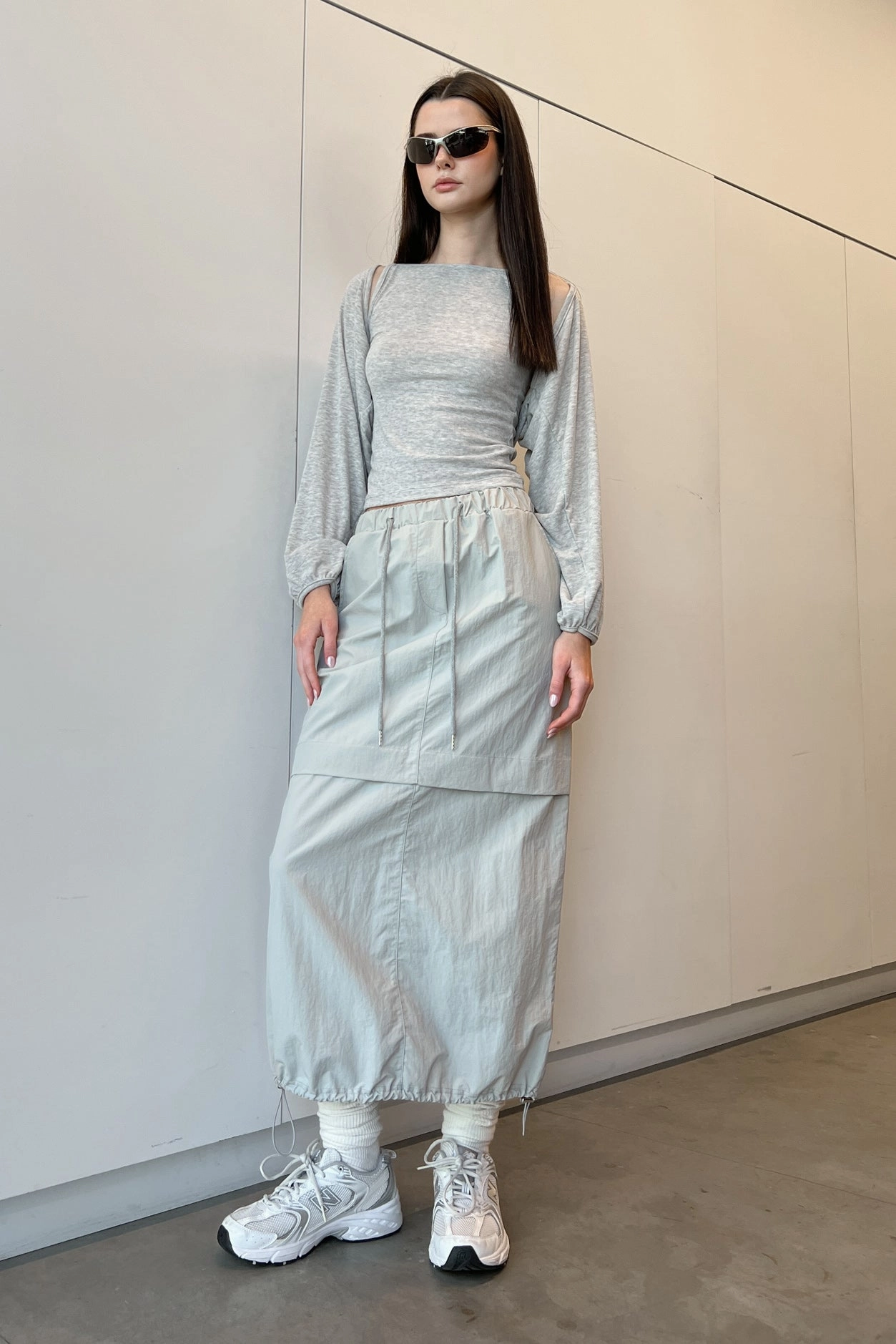 Non Restrictive Fit Custom made NYLON CARGO MIDI SKIRT