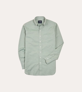 Green Pinpoint Oxford Cotton Cloth Button-Down Shirt Anti Static Fabric