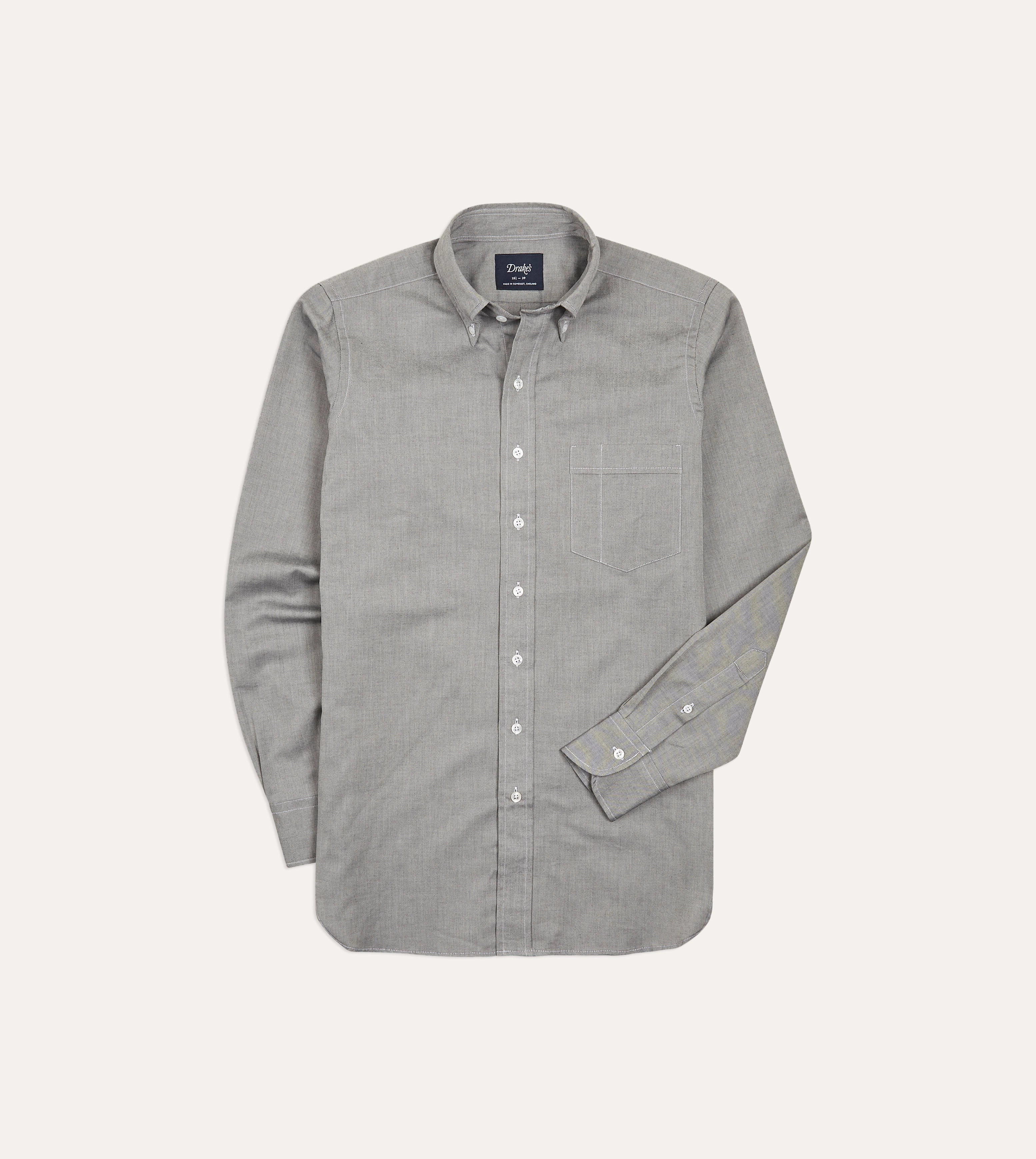 Grey Pinpoint Oxford Cotton Cloth Button-Down Shirt Versatile Layering Piece Unique Design