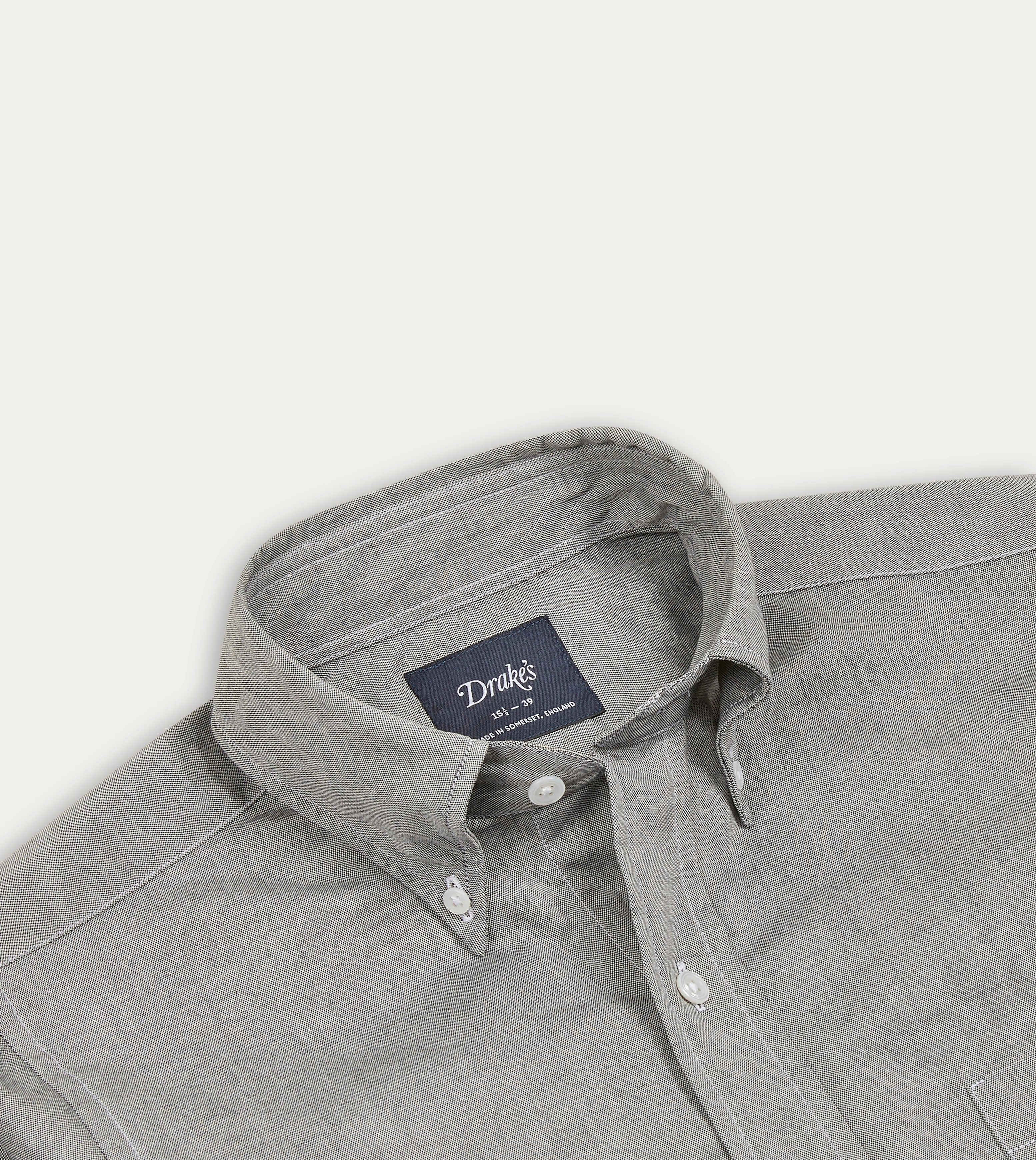 Gym Appropriate Durable Quality Grey Pinpoint Oxford Cotton Cloth Button-Down Shirt