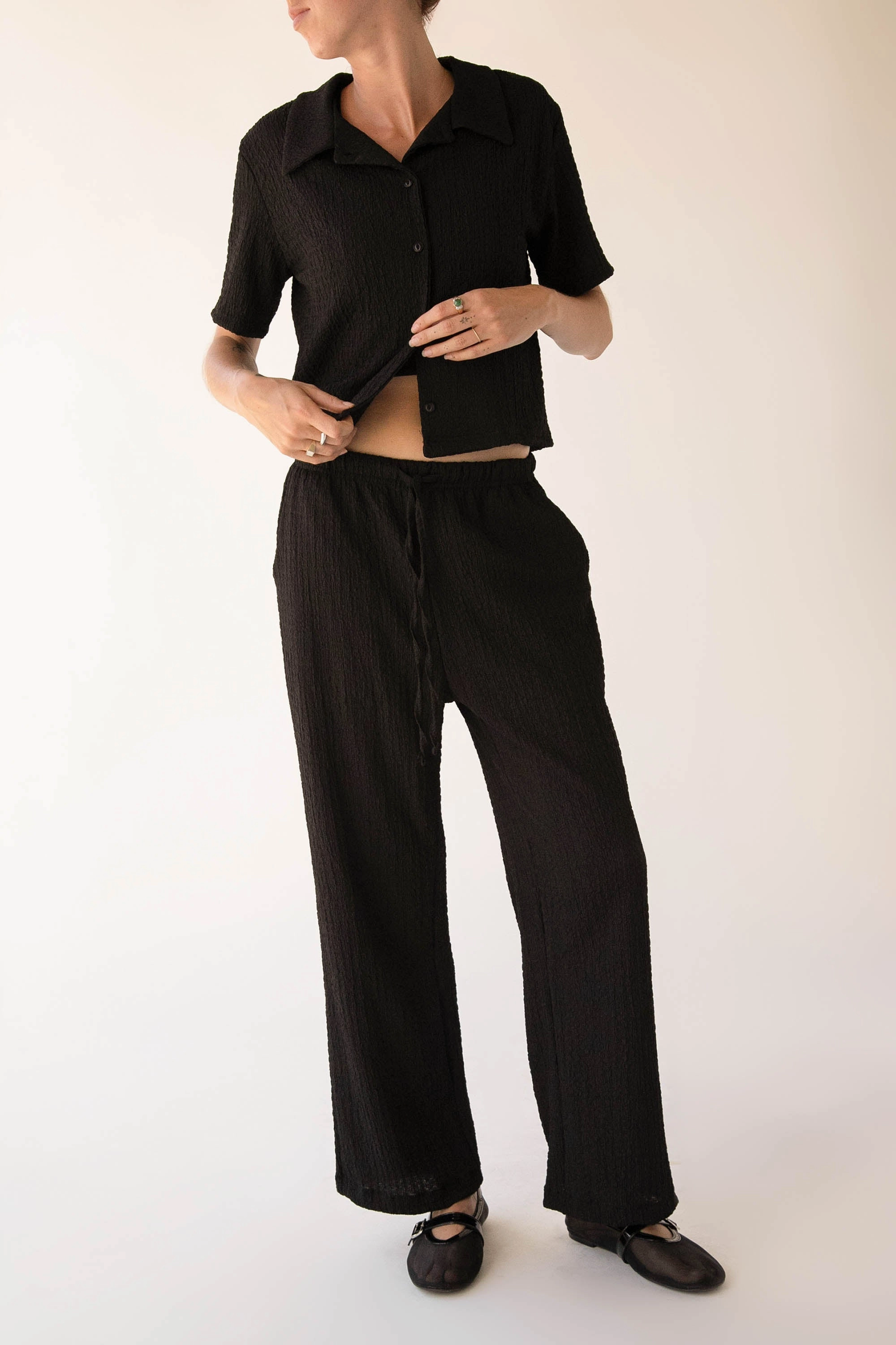 Cozy Stretch DRAWSTRING CRINKLE PANT