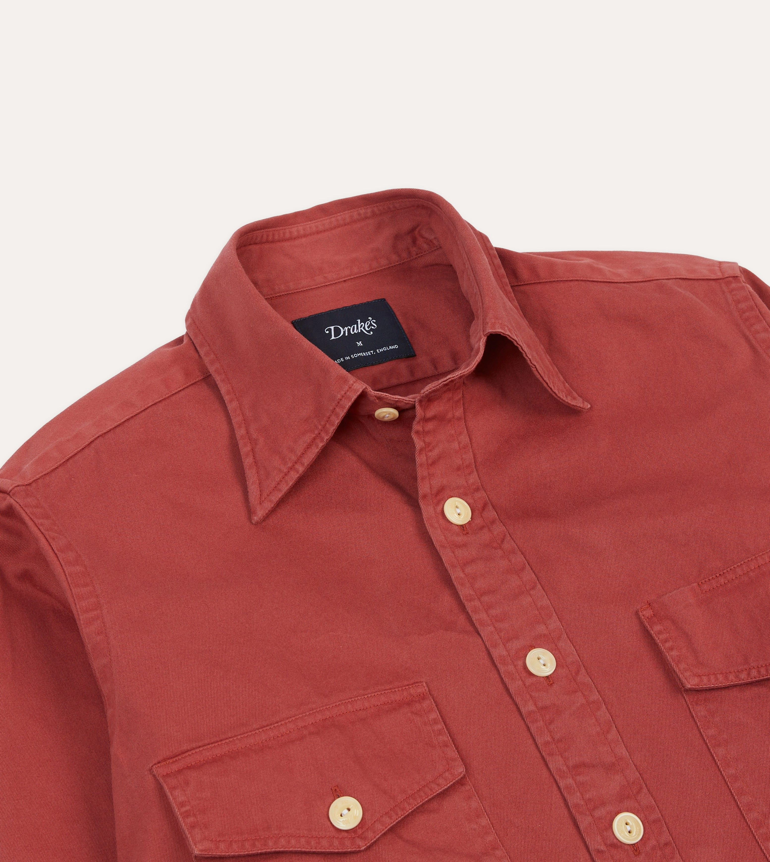 Red Cotton Long Point Collar Work Shirt First Date