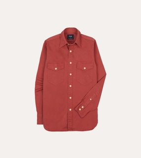 Red Cotton Long Point Collar Work Shirt Wardrobe Must-Have