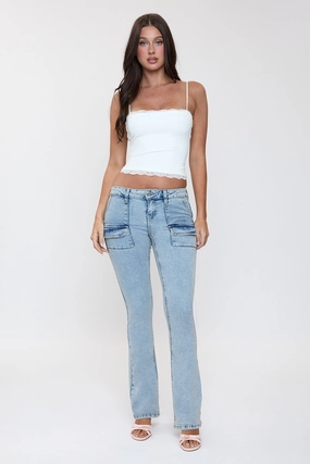 Women's Porkchop Pocket Bootcut Jeans All Style Fit Brunch Outfit Casual