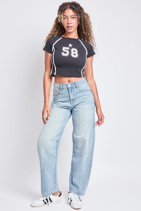 Women's Rigid Detailed Barrel Jeans Modern Minimalist Rainy Day