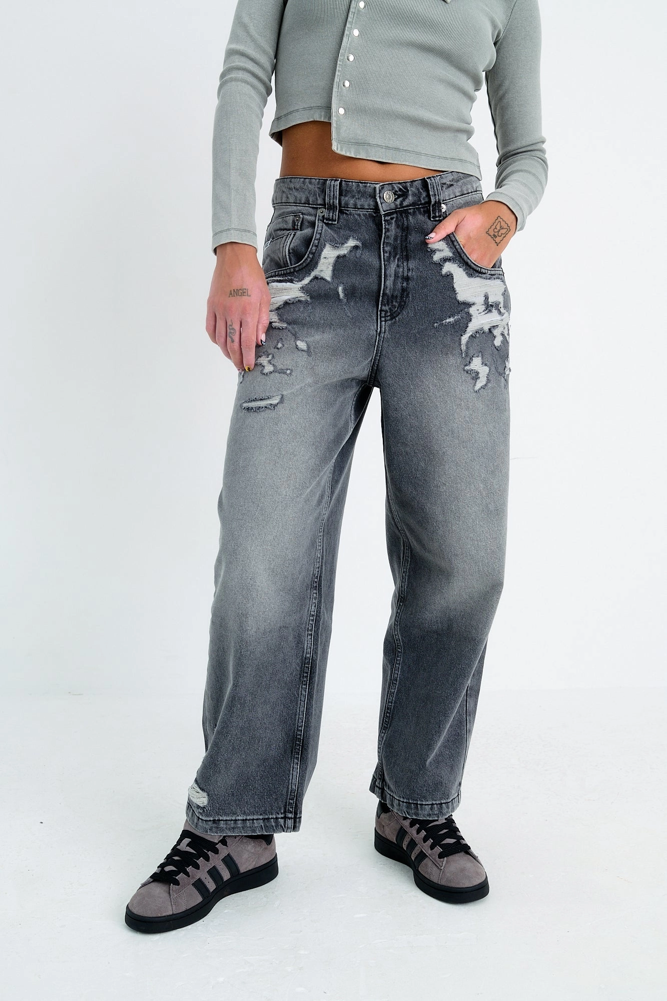 Ever Versatile tailored look Washed Grey Relaxed Biggie Jeans