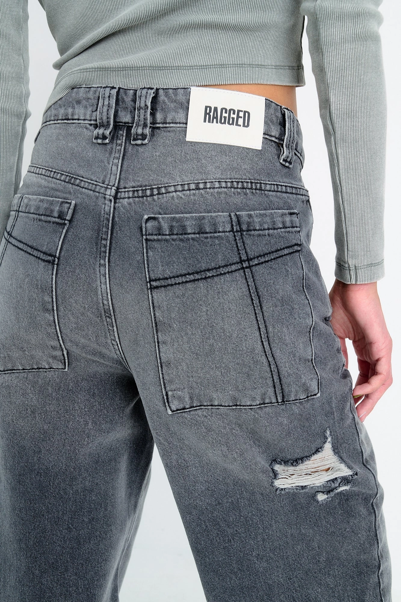 Multi Pocket Design Athlete Fit Modern Autumn Days Washed Grey Relaxed Biggie Jeans