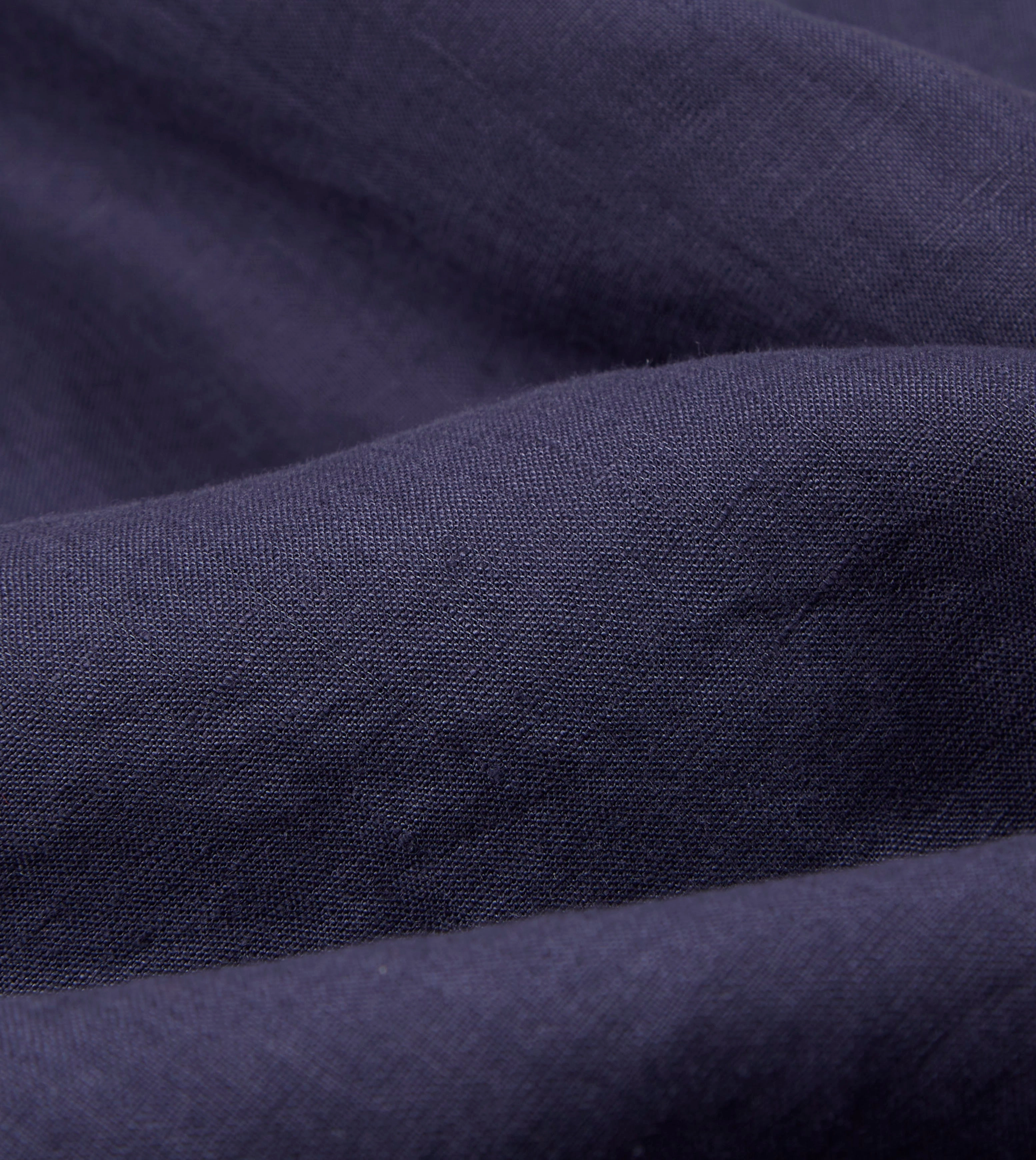 Washed Navy Linen Spread Collar Shirt Breathable Underarm Vents