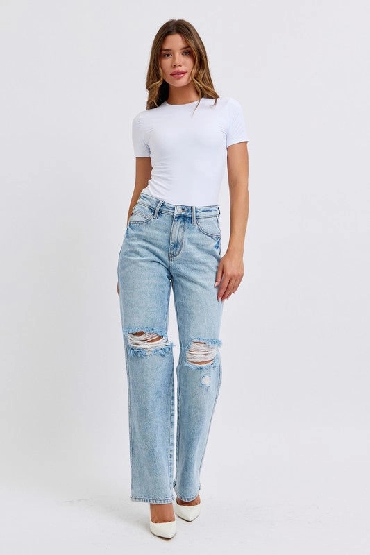 Sustainable Student Outfit Nature Lover Judy Blue HW Rigid Magic Destroy 90's Straight