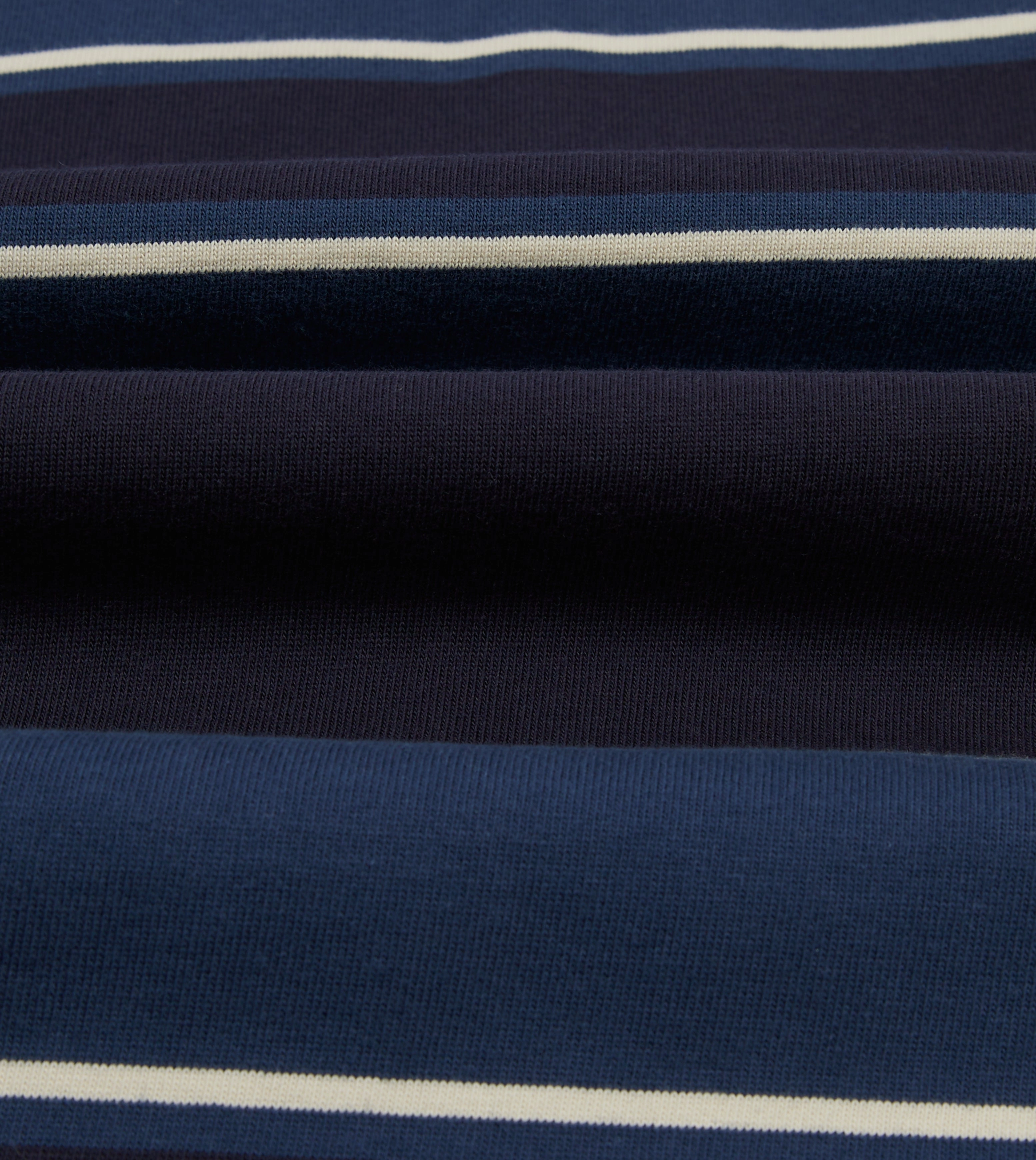 Drake's by A. Levine Navy Stripe Cotton Quarter Zip Rugby Shirt Midweight Textile Luxurious Feel
