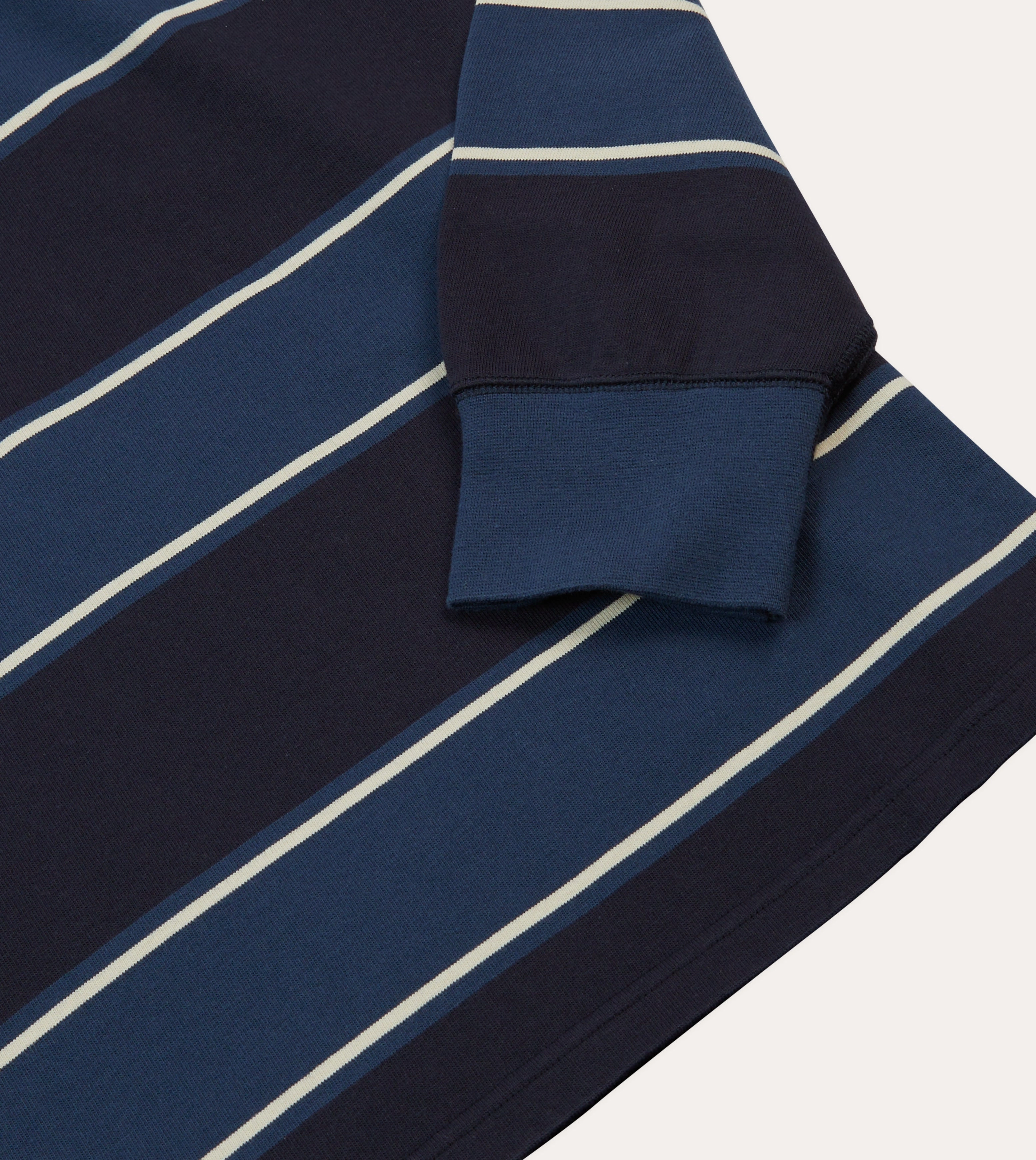 Clean Edge Trim Flexible Mobility Drake's by A. Levine Navy Stripe Cotton Quarter Zip Rugby Shirt