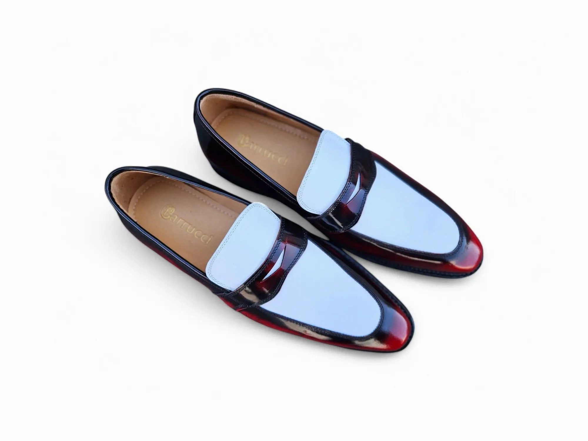 Two Tone Patent Leather Penny Loafer Even Guard Elegant Fit