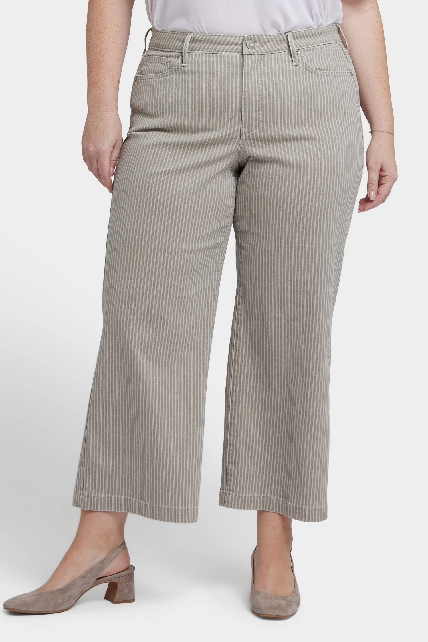 Professional Wear Premium Winter Warmth Go To Look Teresa Wide Leg Ankle Jeans In Plus Size - Hidden Lodge Stripe