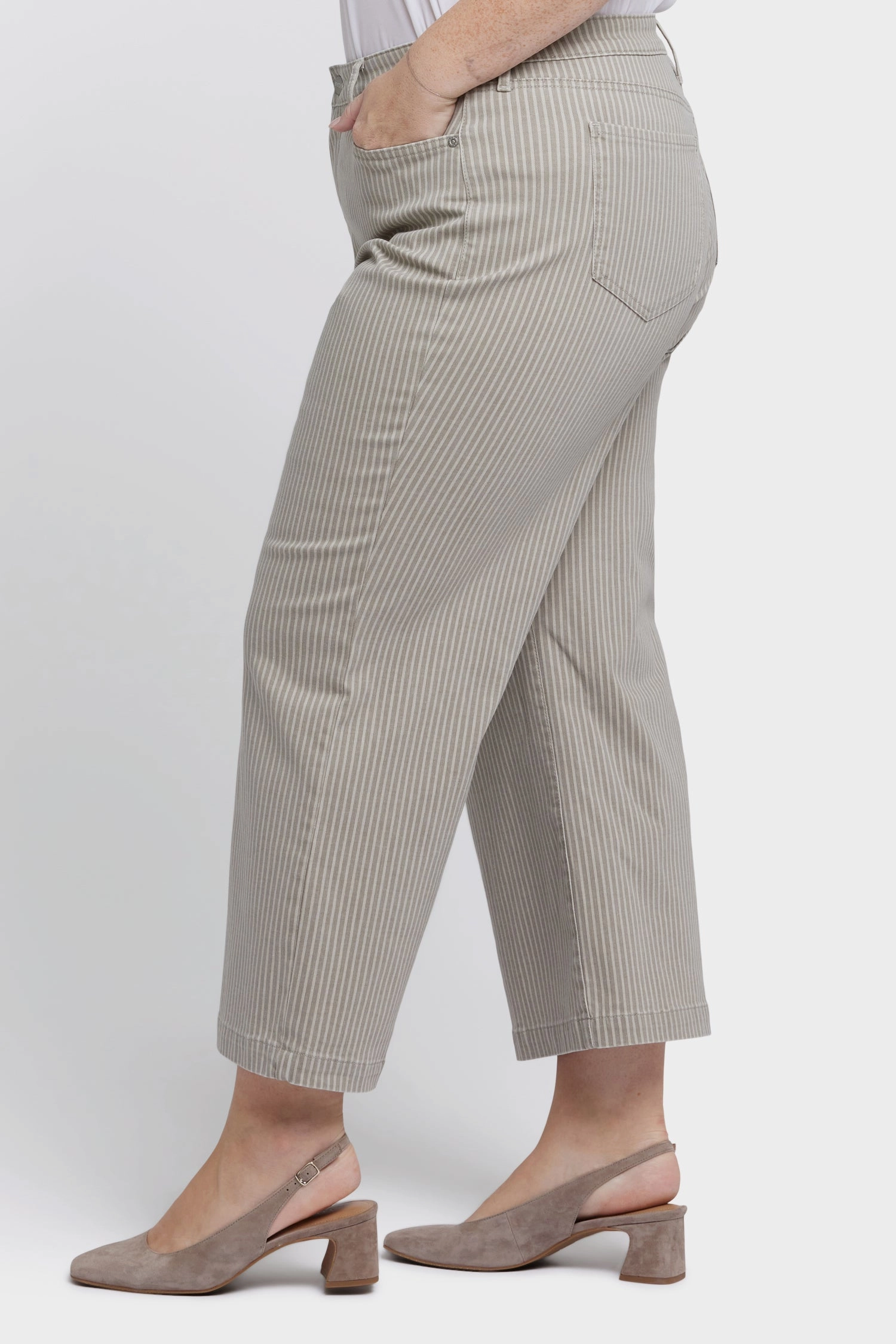 Clean Lines Teresa Wide Leg Ankle Jeans In Plus Size - Hidden Lodge Stripe