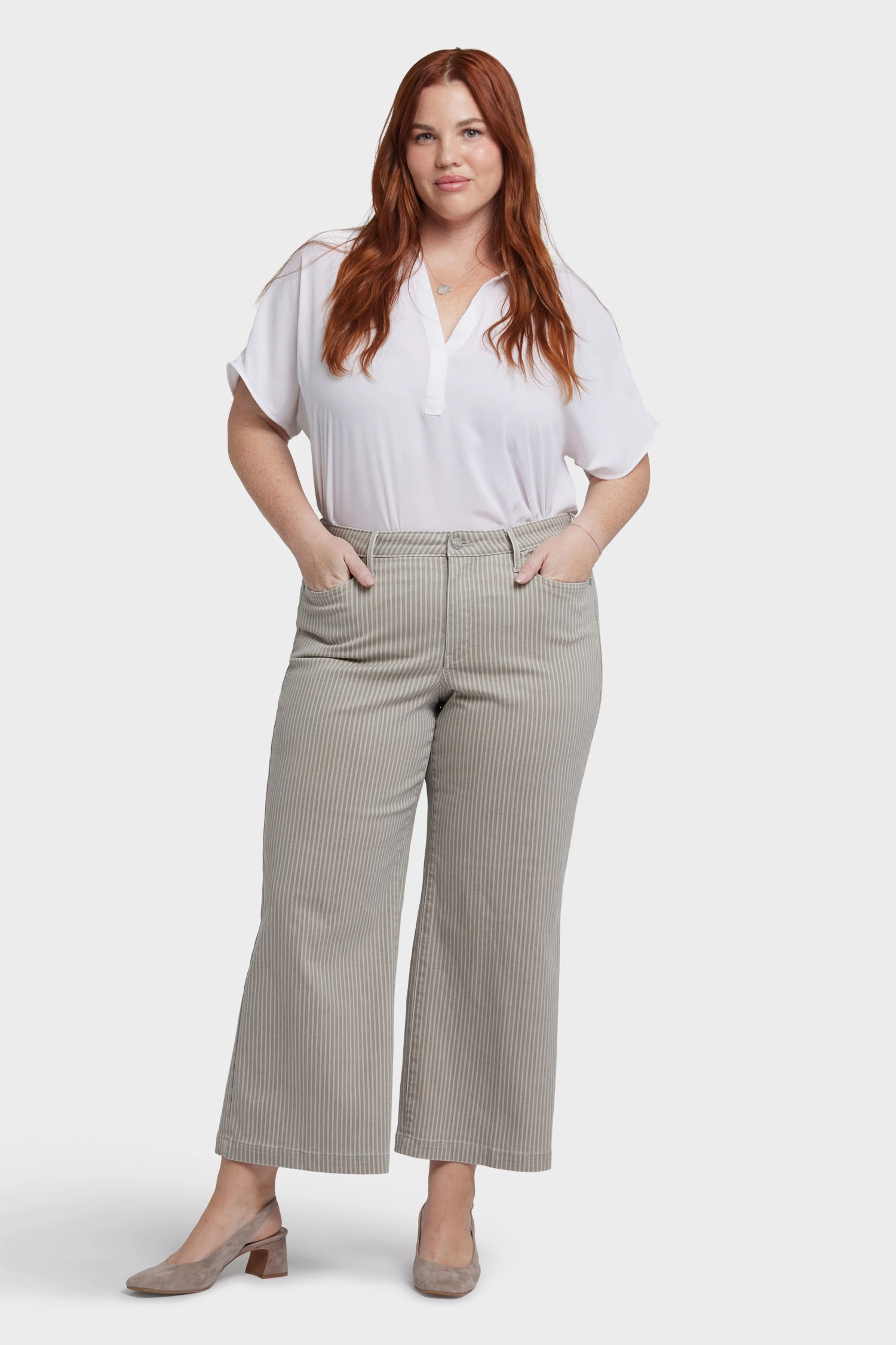 Garment Dyed Technique Teresa Wide Leg Ankle Jeans In Plus Size - Hidden Lodge Stripe