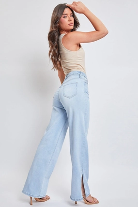 Spring Mood Slim Secure Closure System Women??s Dream 90s Straight Leg Slit Jeans