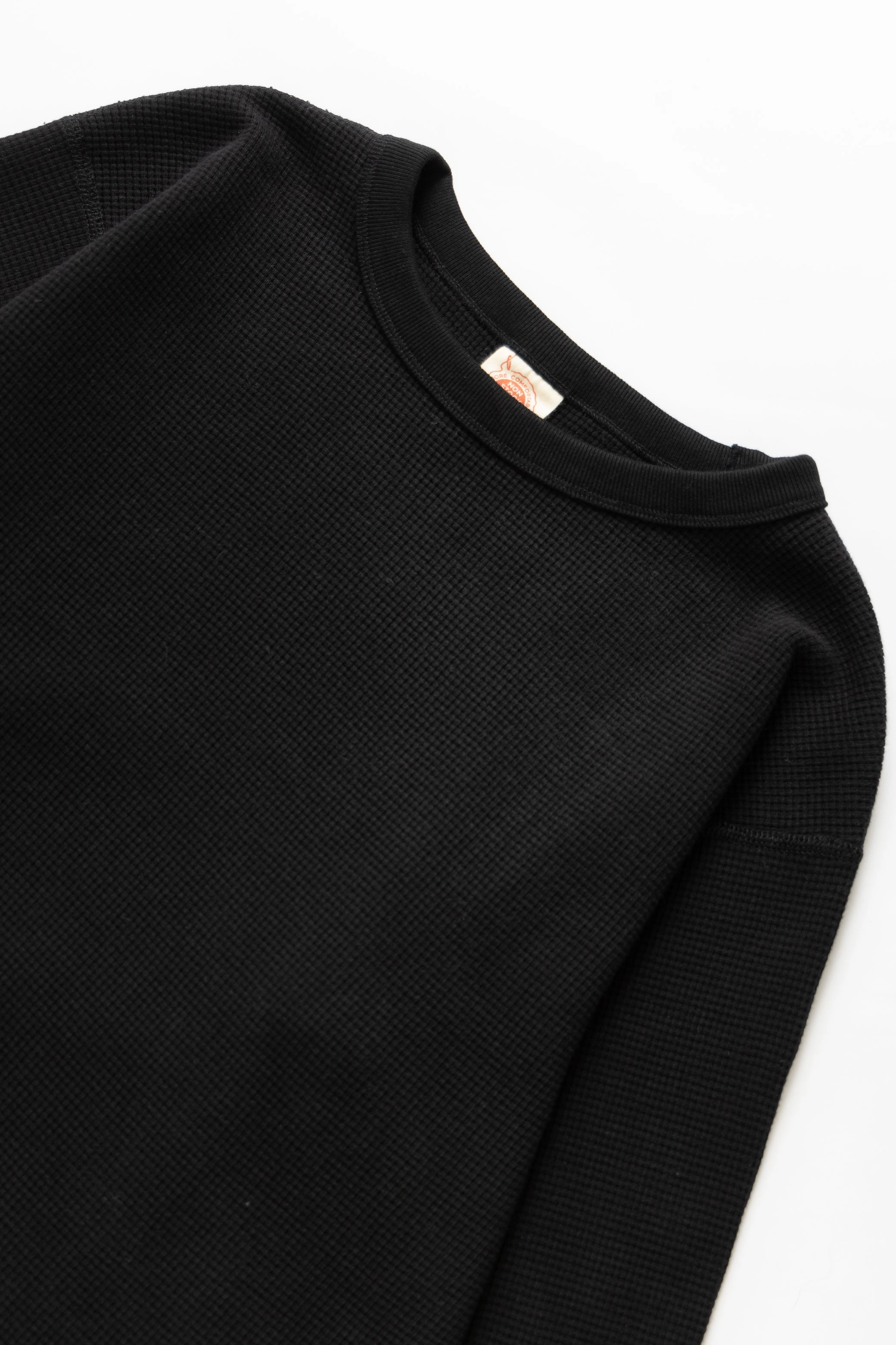 Non Stock MFG - Thermal Waffle Long Sleeve - Black SoftTouchFinish