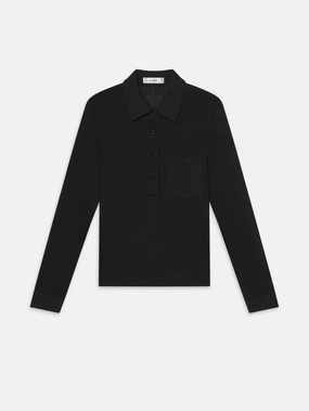 The Long Sleeve Caddy Polo -- Black Relax Fit Wear
