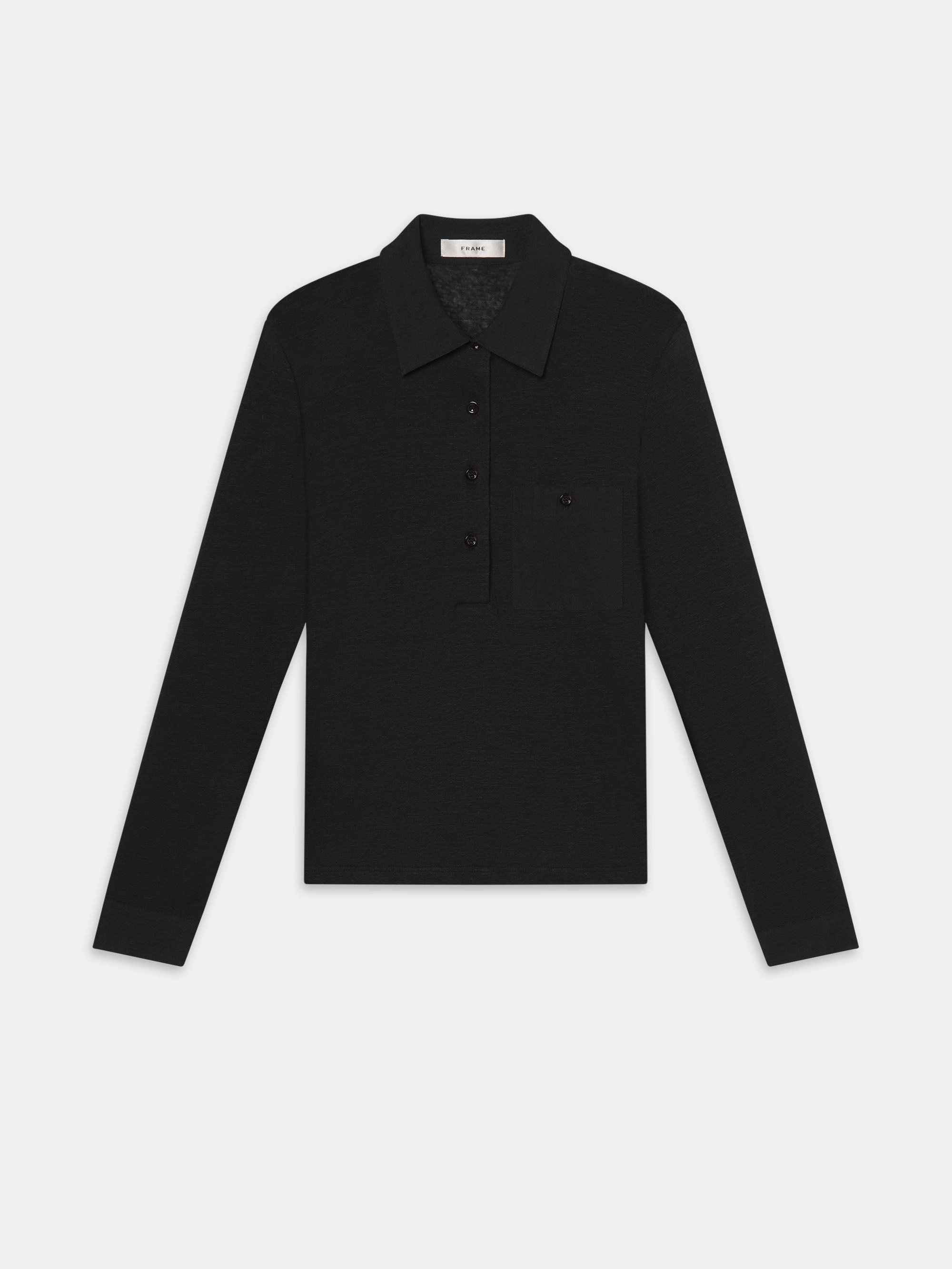 The Long Sleeve Caddy Polo -- Black Relax Fit Wear