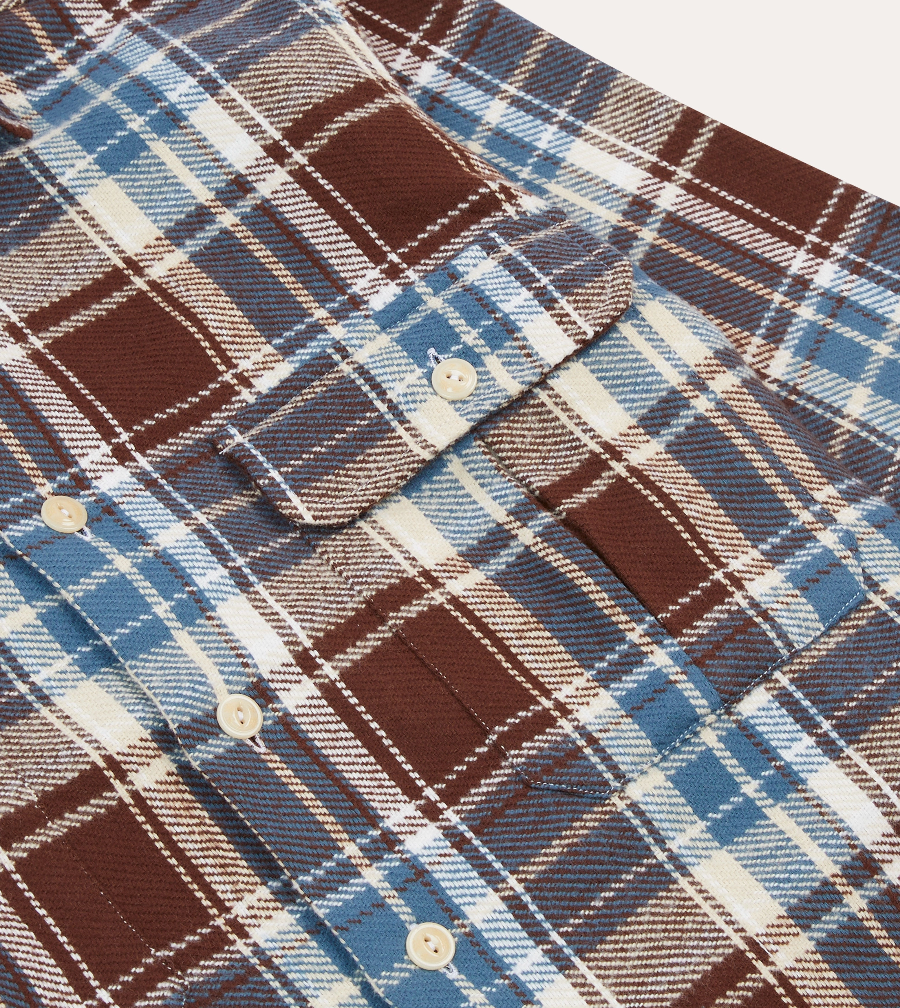 Blue Check Heavy Cotton Two-Pocket Work Shirt Travel Friendly Temperature Regulating