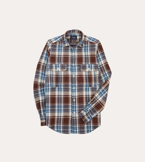 Blue Check Heavy Cotton Two-Pocket Work Shirt Low Profile Pocket Design