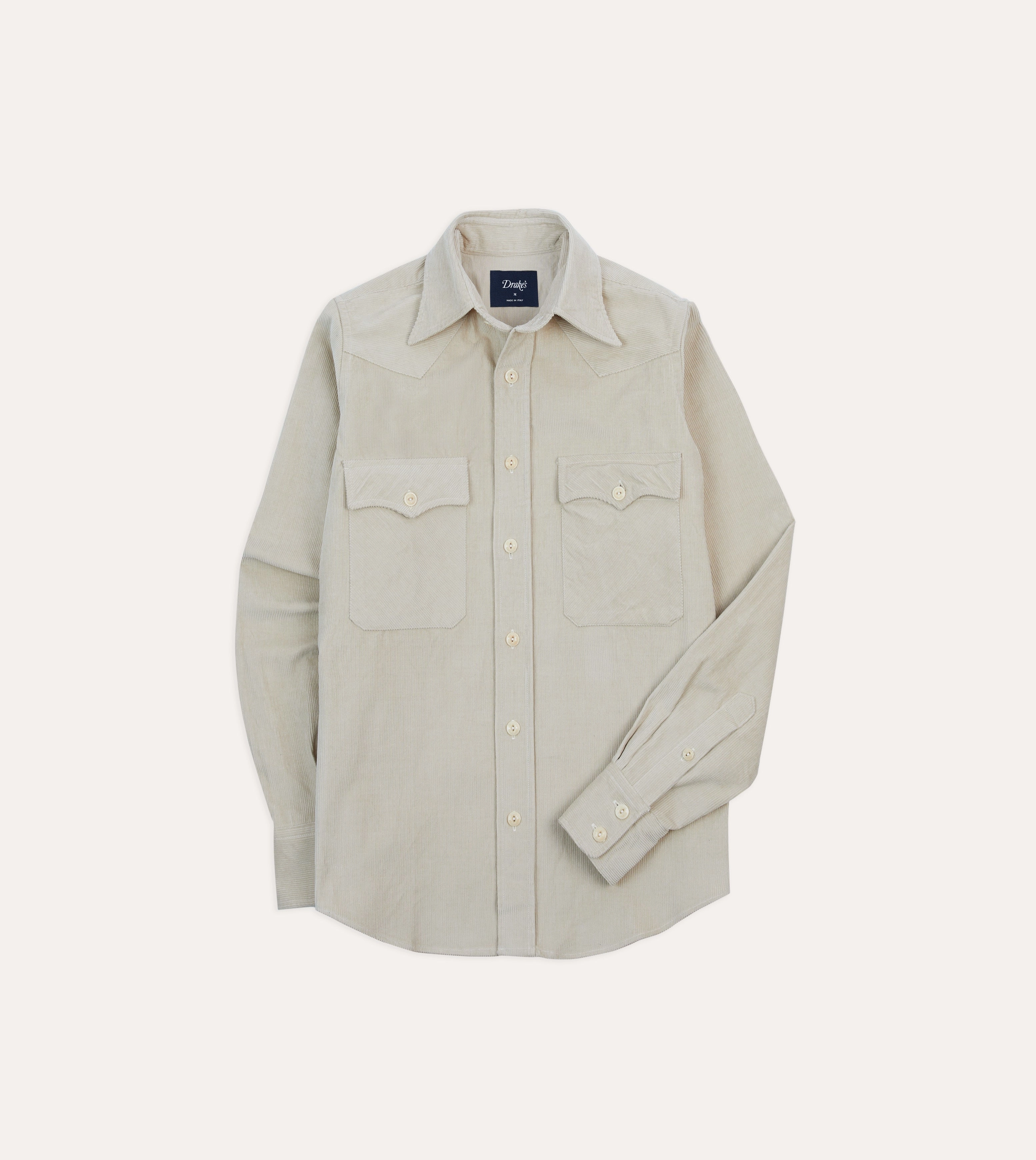 Must-Have Item Ecru Corduroy Two-Pocket Western Shirt