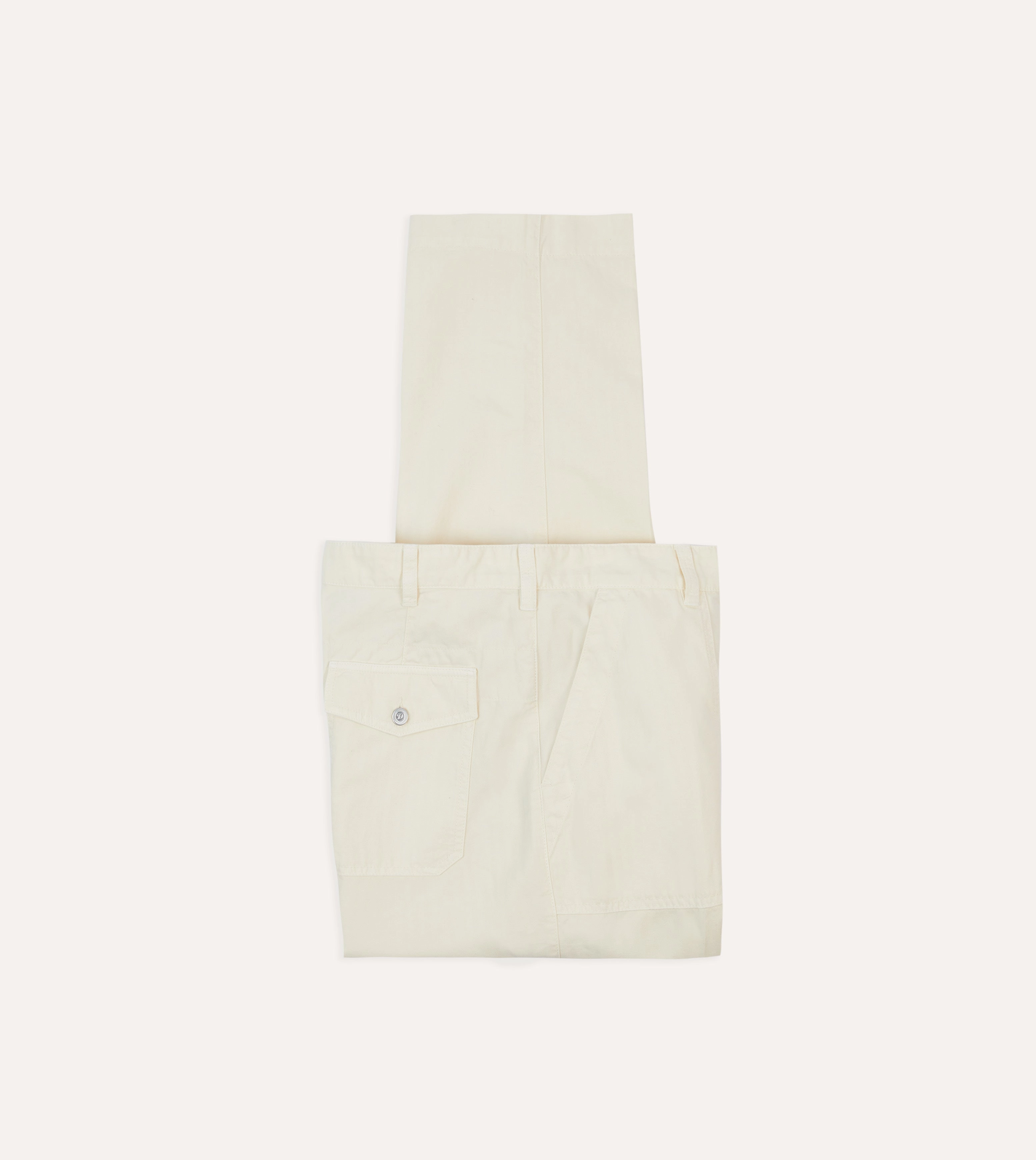 Comfort Wear Durable Hem Ecru Cotton-Linen Herringbone Fatigue Trouser
