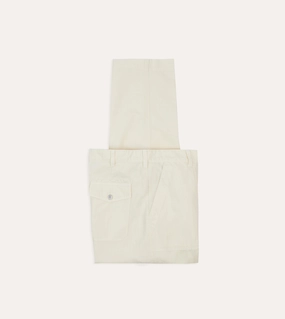 Comfort Wear Durable Hem Ecru Cotton-Linen Herringbone Fatigue Trouser