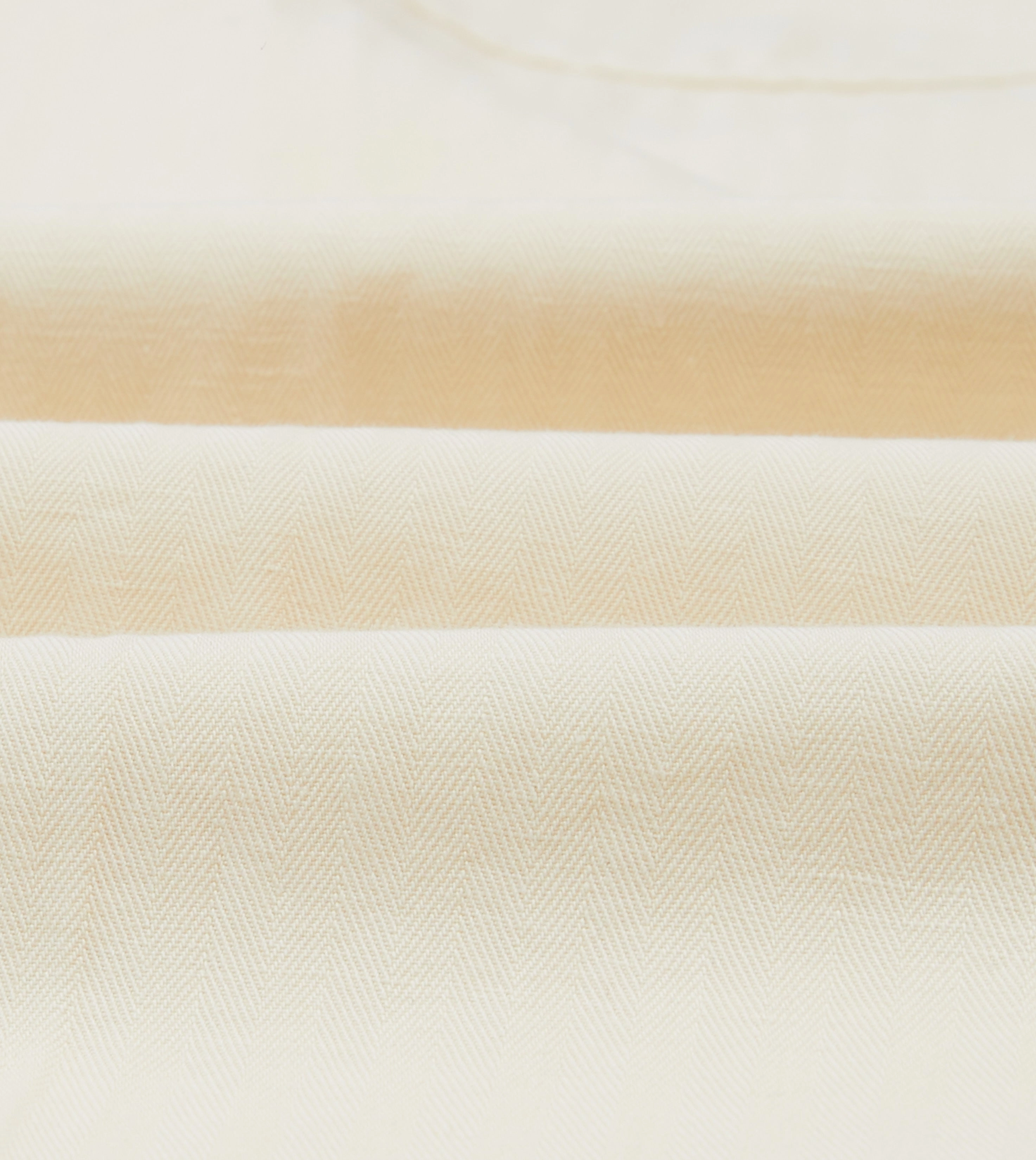 Lightweight Design Flexible Layer Fit Ecru Cotton-Linen Herringbone Fatigue Trouser