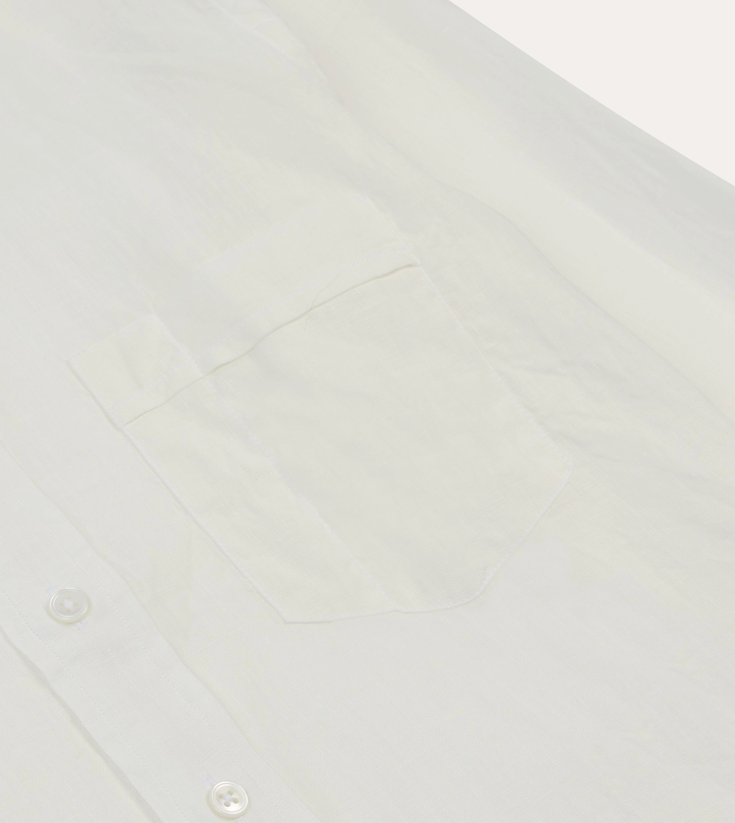 Reinforced Collar All day wearability Ecru Linen Long Point Collar Shirt