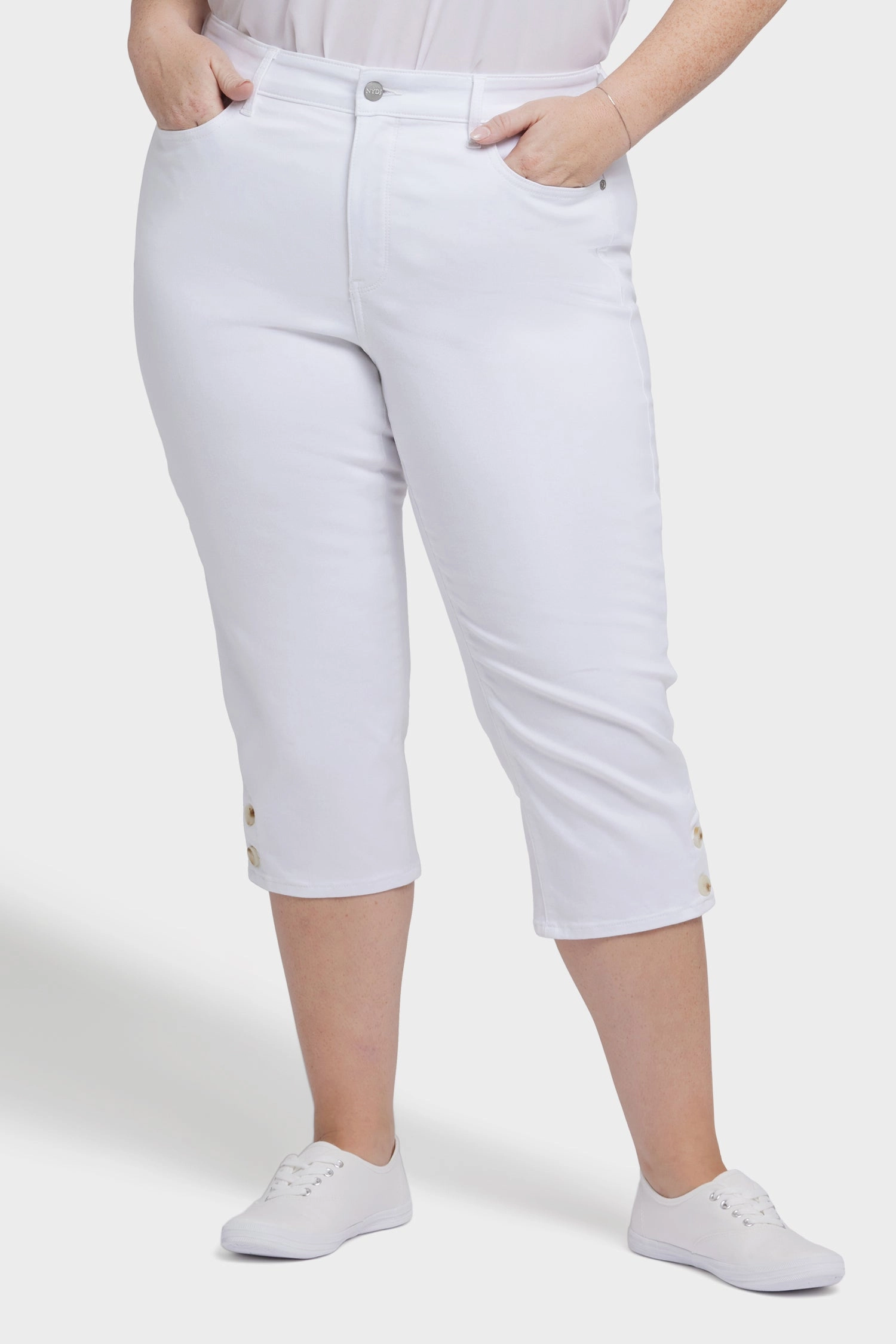 Marilyn Straight Crop Jeans In Plus Size - Optic White Timeless Choice Casual Friday Versatile
