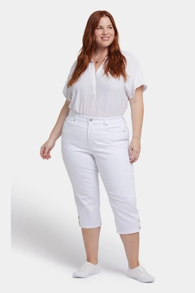 Marilyn Straight Crop Jeans In Plus Size - Optic White Soft Fabric