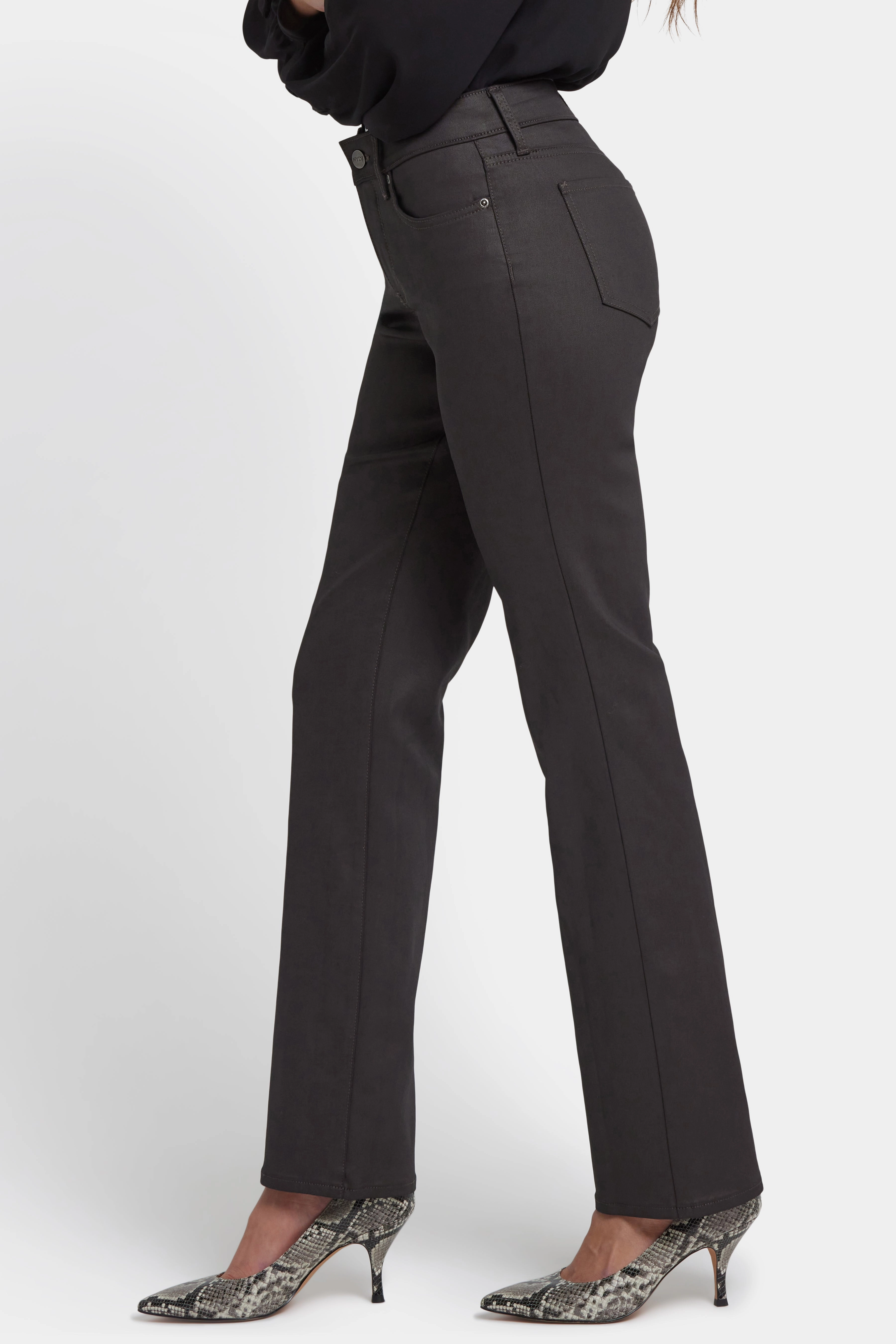 Coated Marilyn Straight Jeans - Vintage Barnwood Coated Quick Dry Fabric