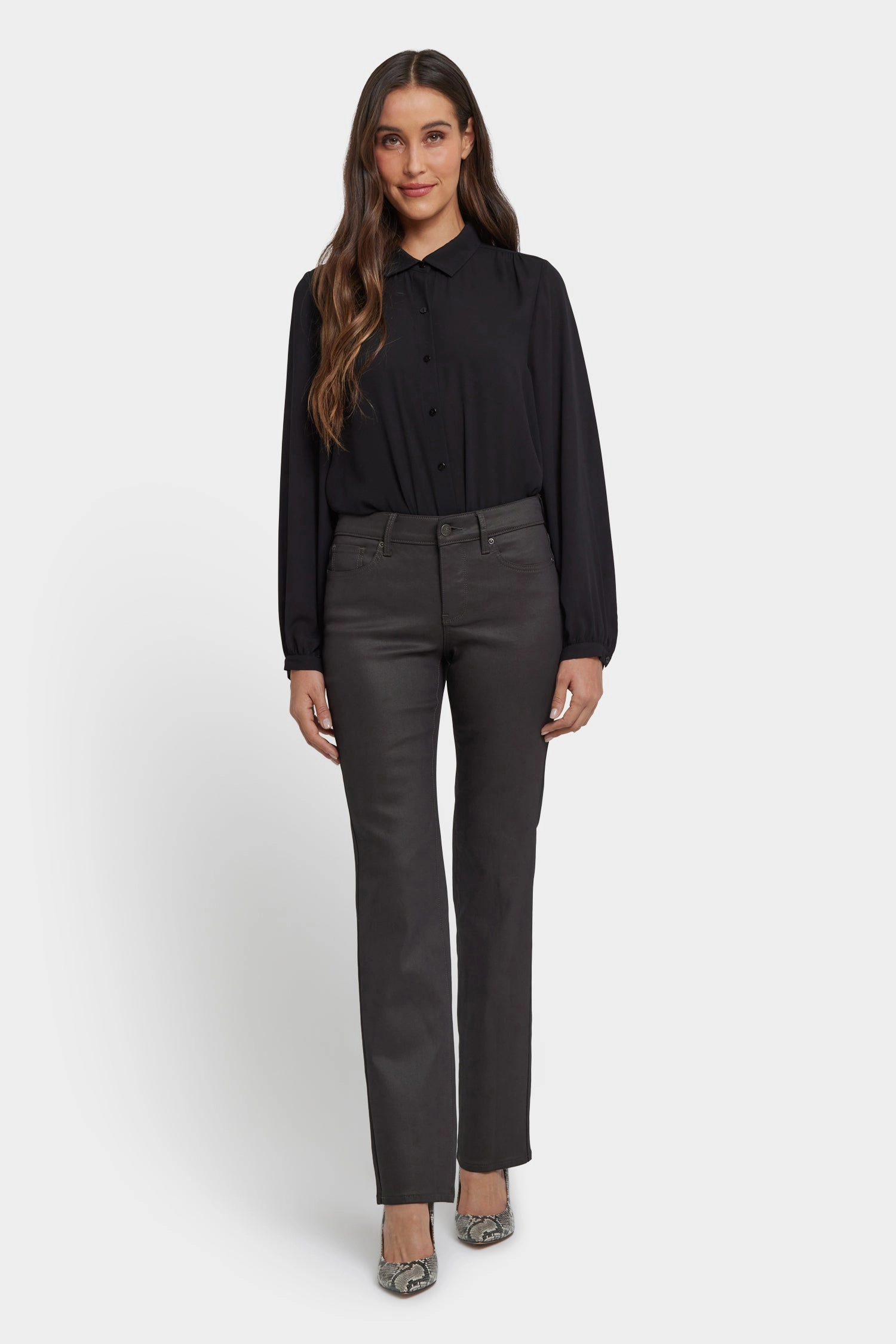 Coated Marilyn Straight Jeans - Vintage Barnwood Coated Perfect for All